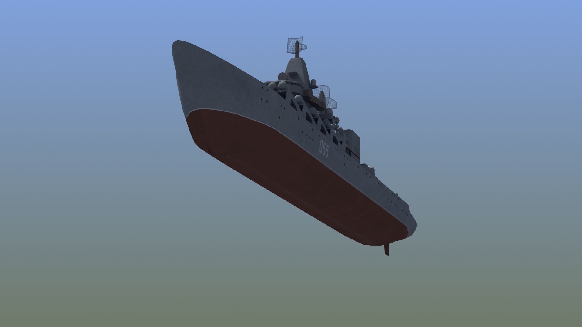 Slava Class Cruiser Low-poly 3D model_15