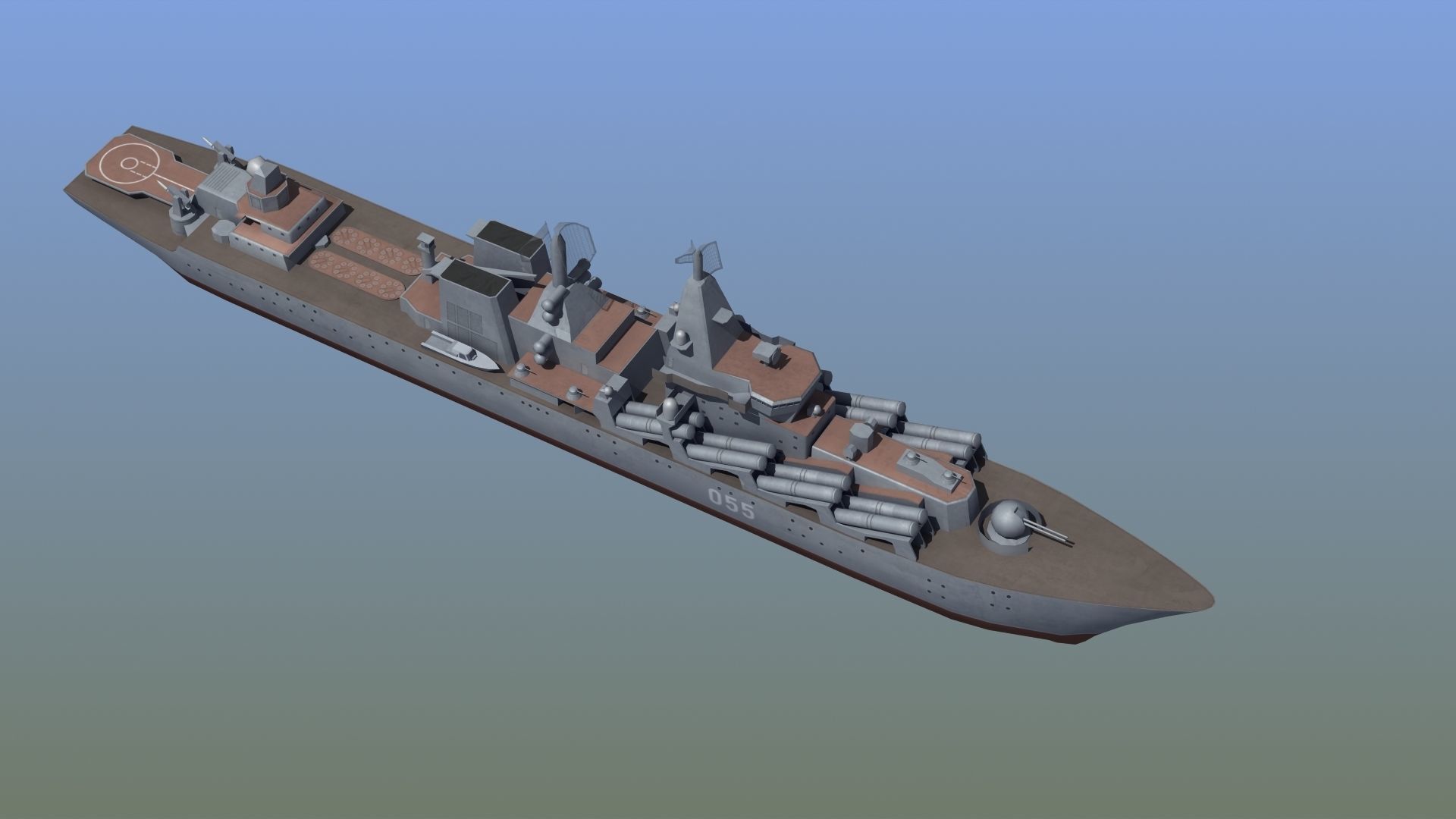 Slava Class Cruiser Low-poly 3D model_8