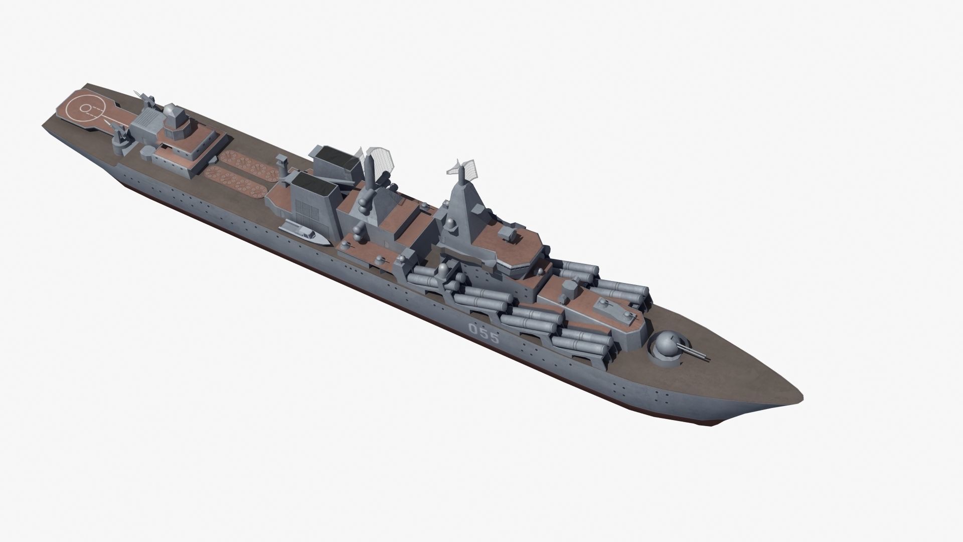 Slava Class Cruiser Low-poly 3D model_27