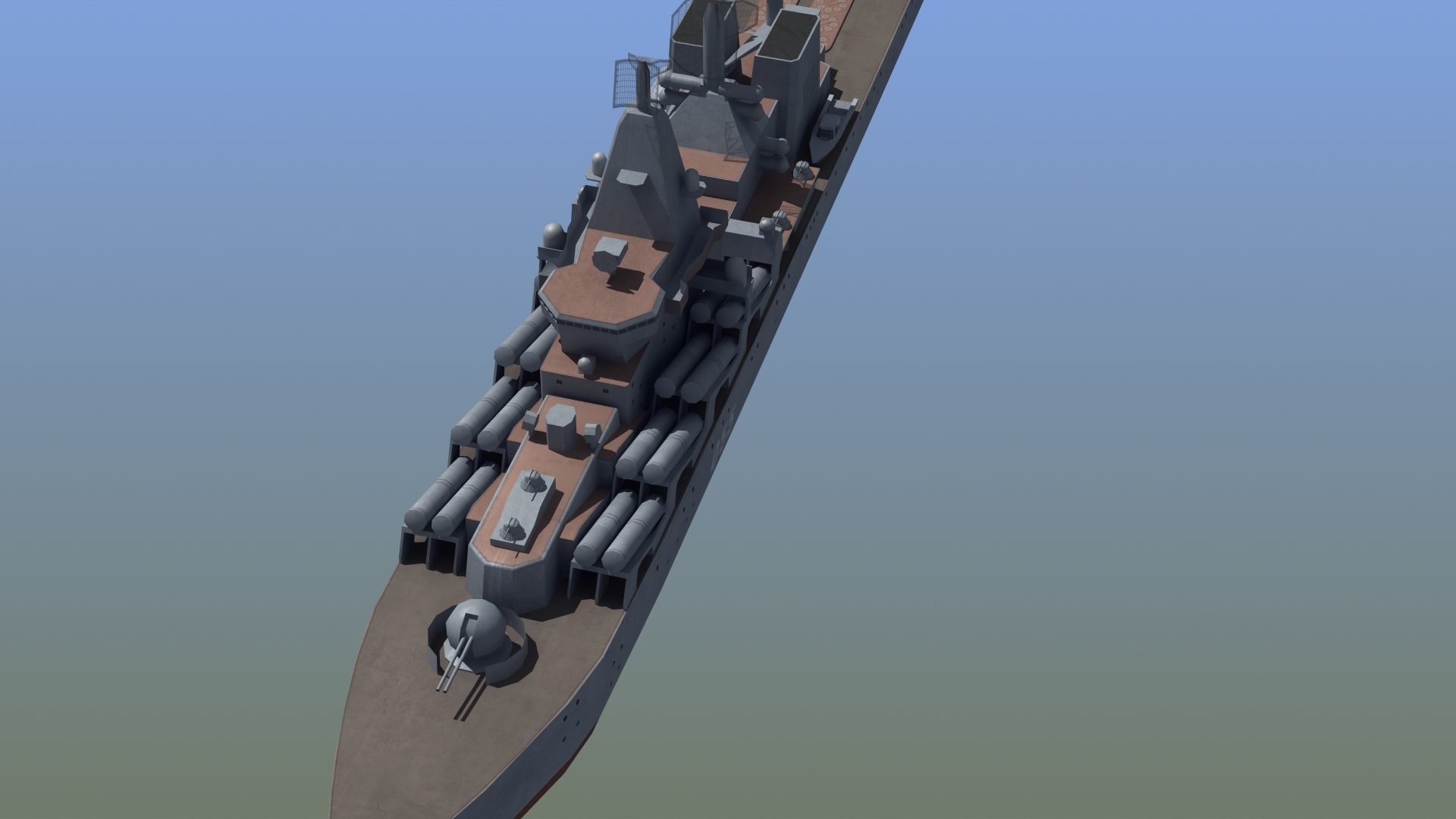 Slava Class Cruiser Low-poly 3D model_7