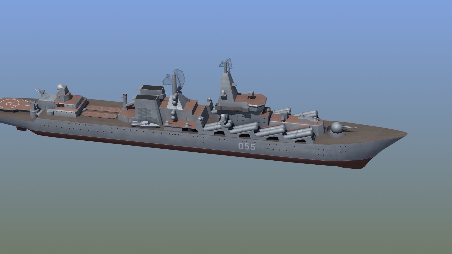 Slava Class Cruiser Low-poly 3D model_10