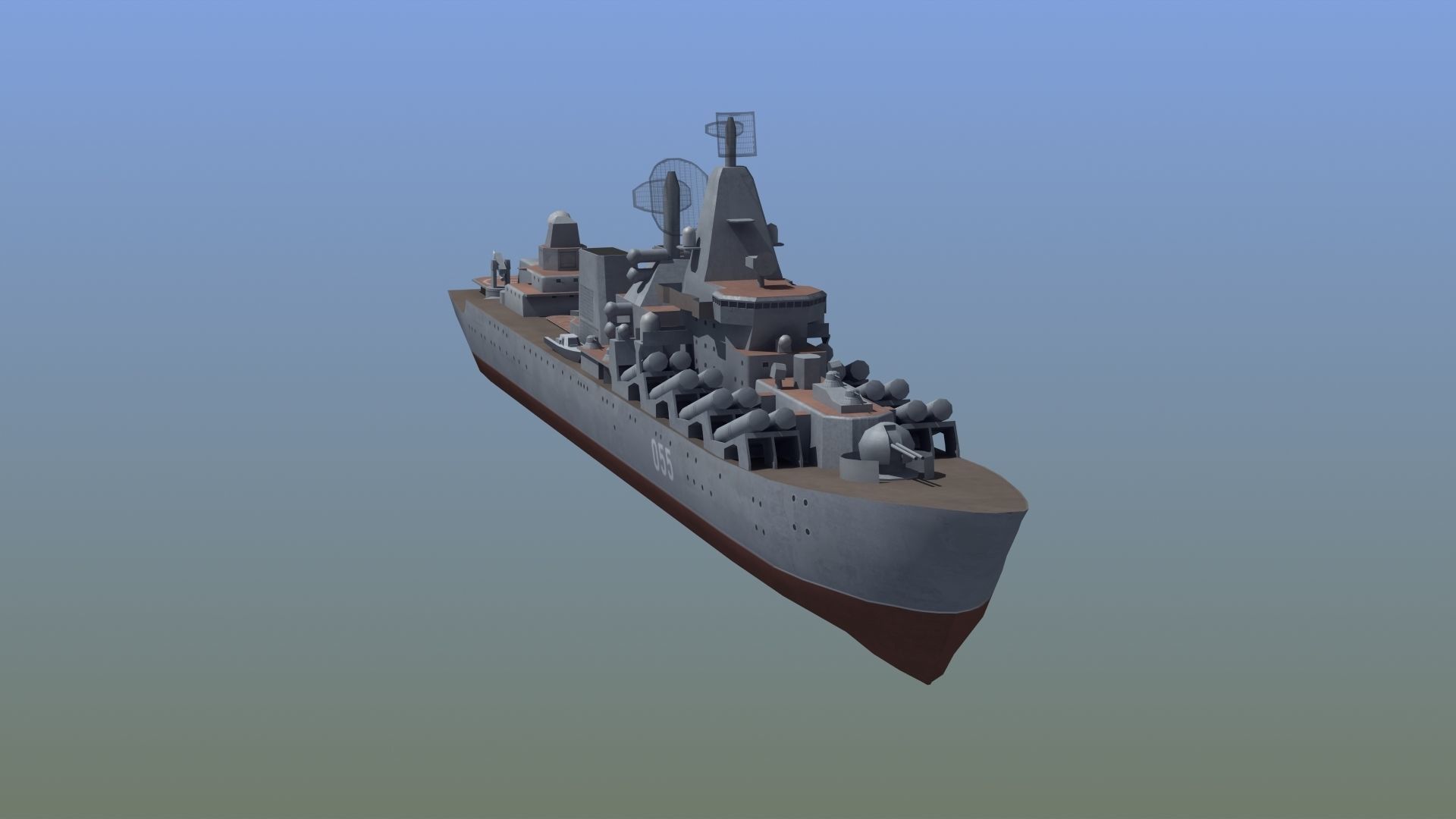 Slava Class Cruiser Low-poly 3D model_13