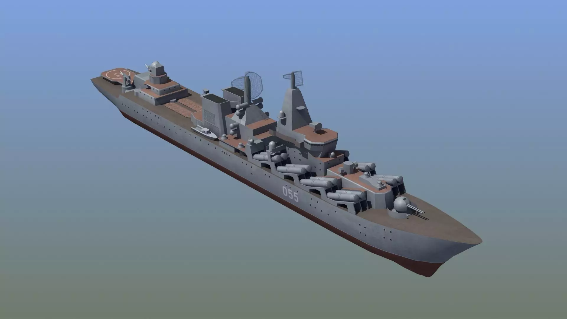 Slava Class Cruiser Low-poly 3D model_0