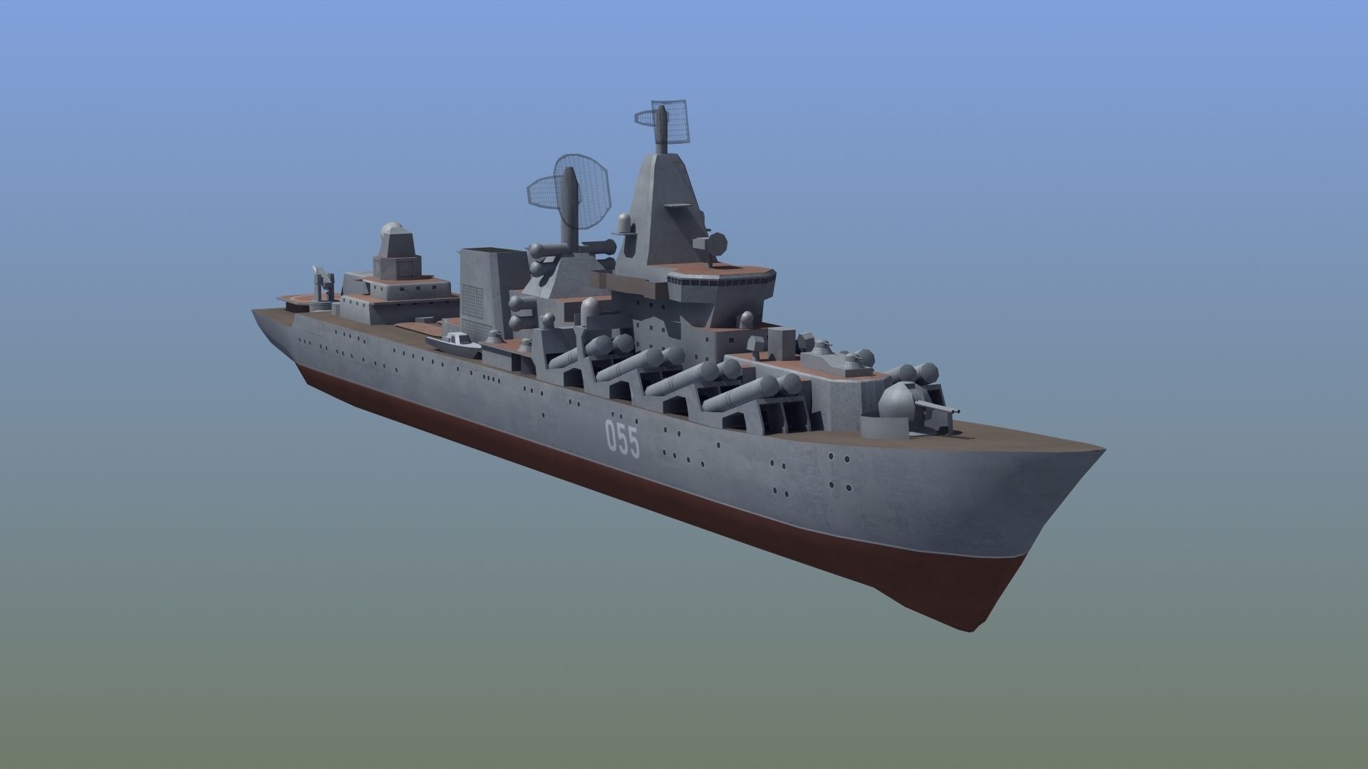 Slava Class Cruiser Low-poly 3D model_12