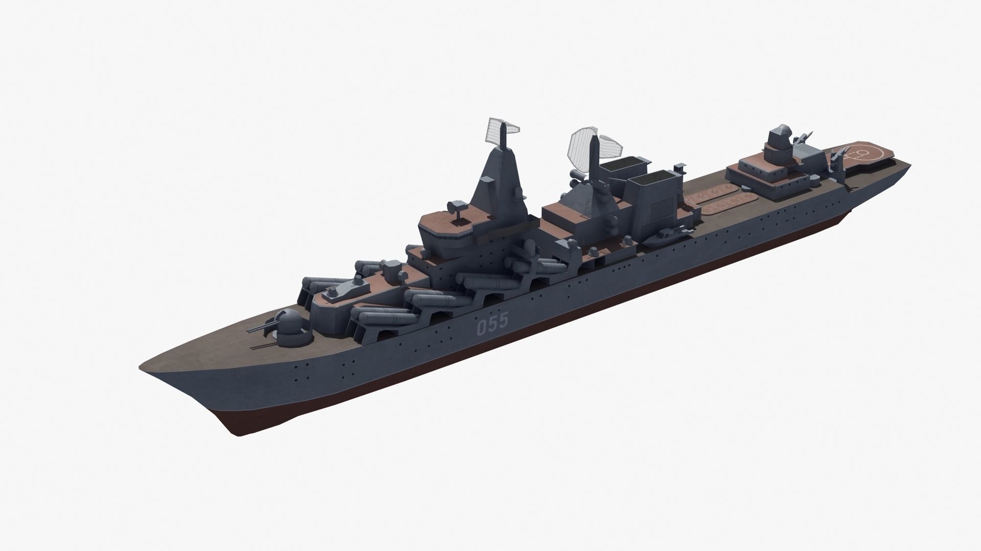 Slava Class Cruiser Low-poly 3D model_21
