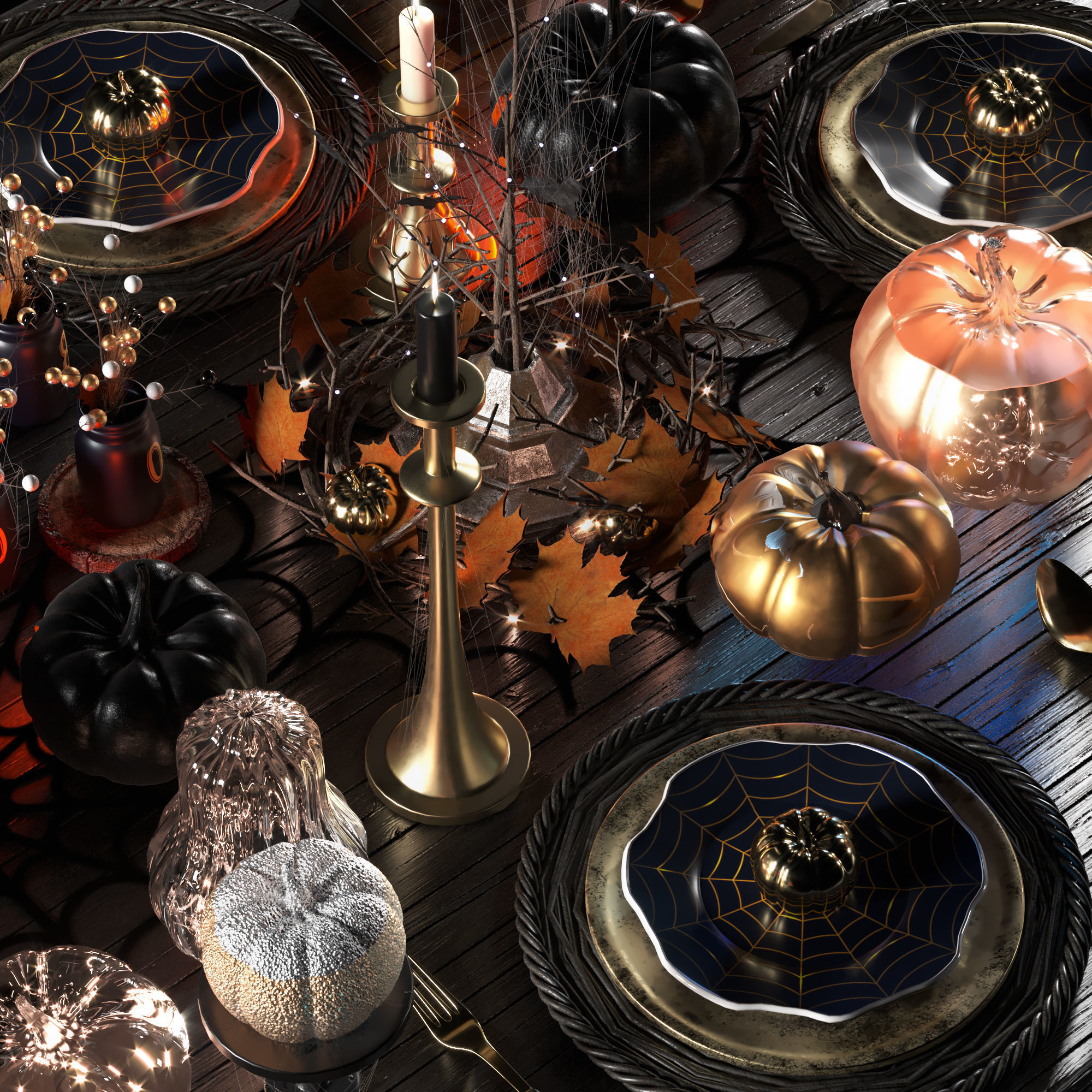 halloween table setting 3D model_3