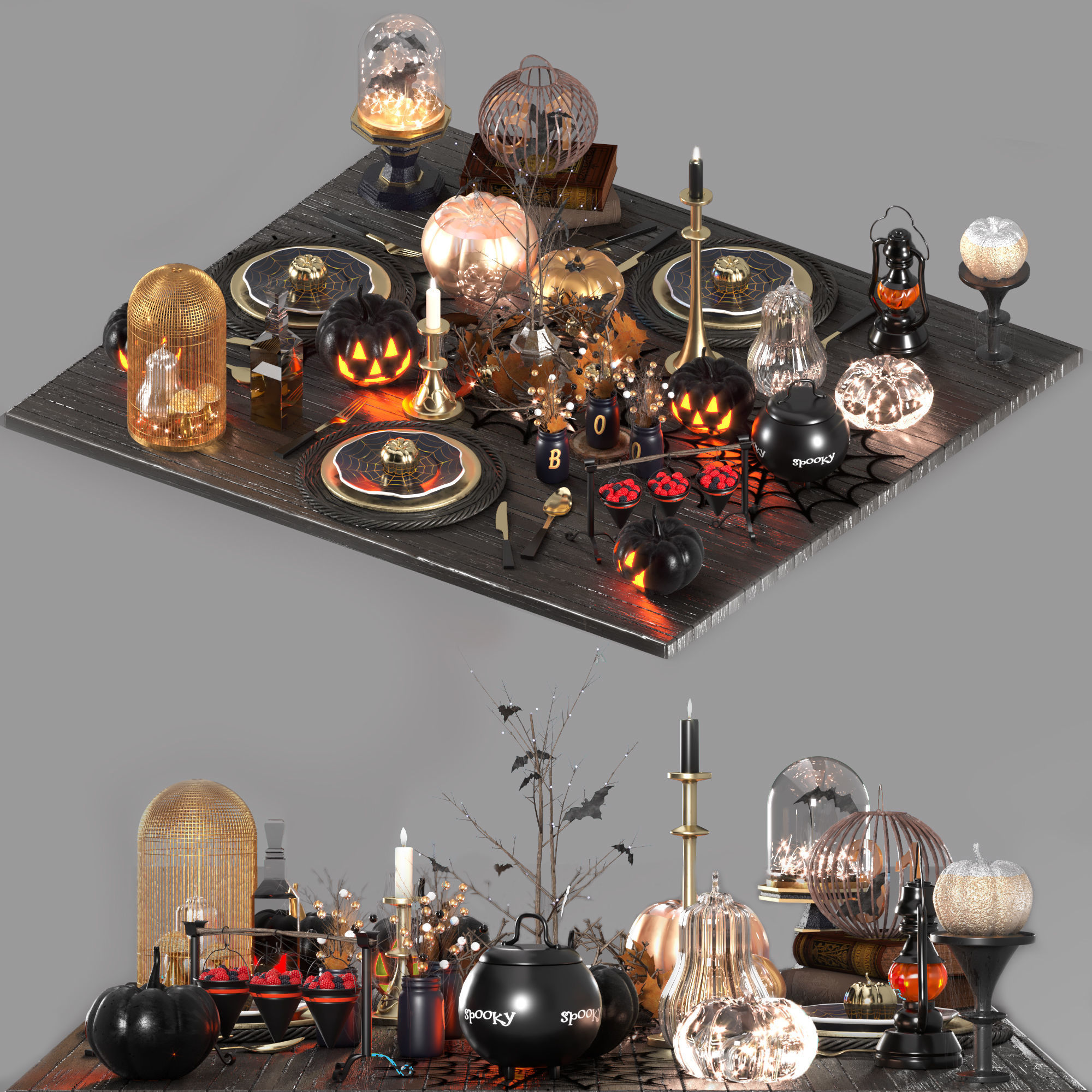 halloween table setting 3D model_7