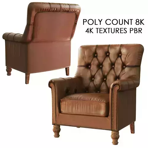 low poly leather armchair