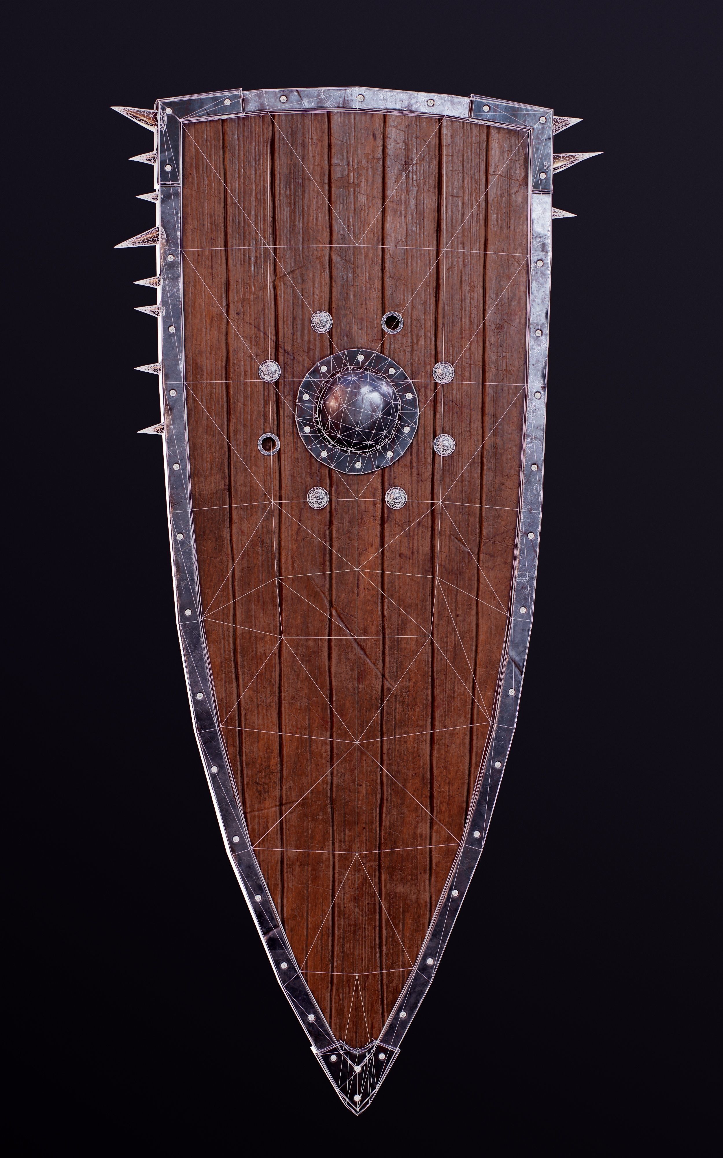 Shield and Free sword Low-poly 3D model_1