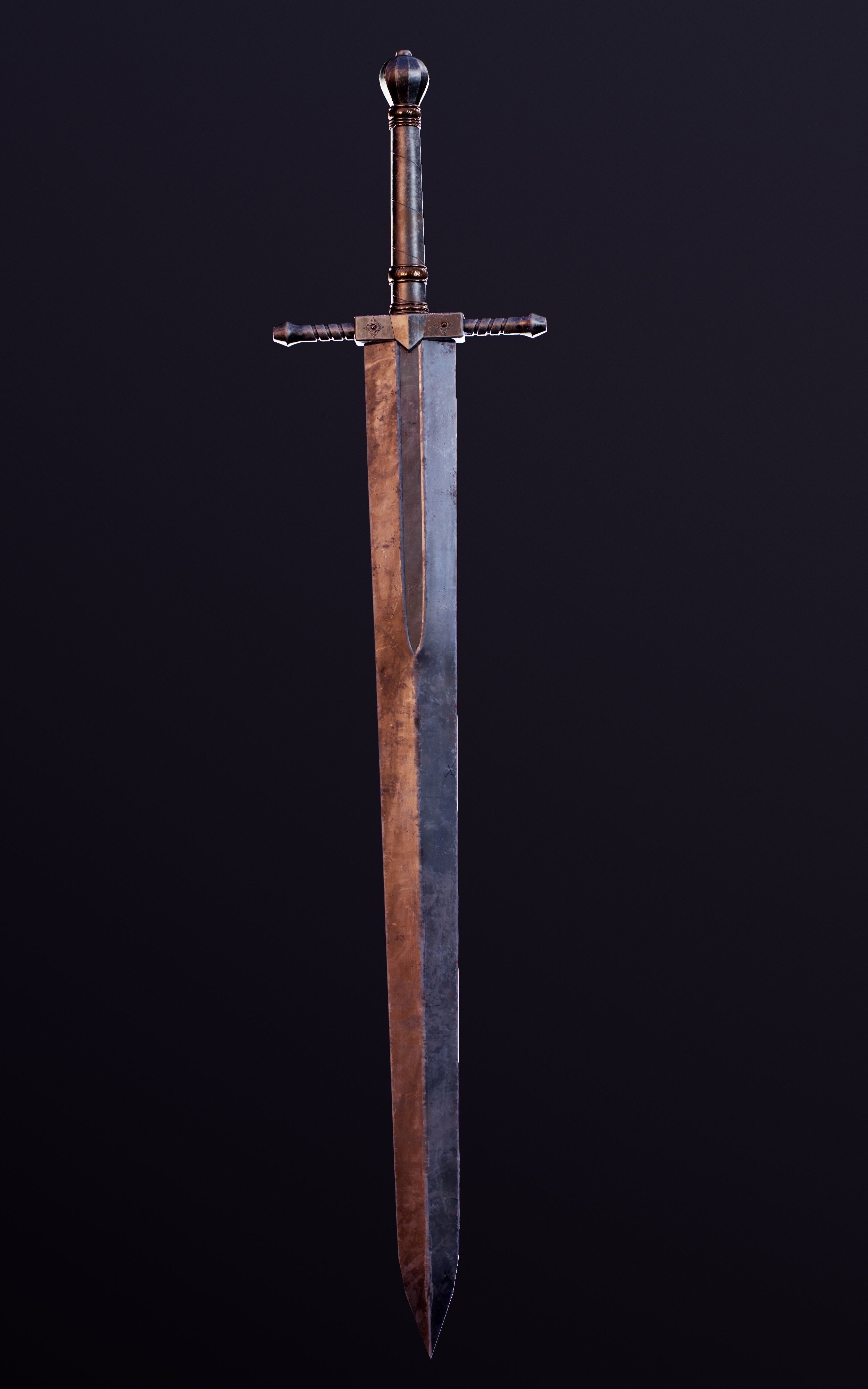 Shield and Free sword Low-poly 3D model_3