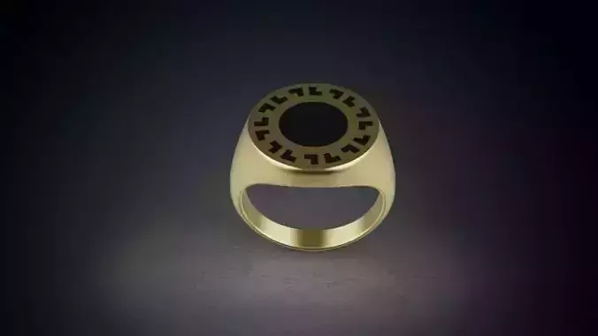 Signet man ring greek pattern