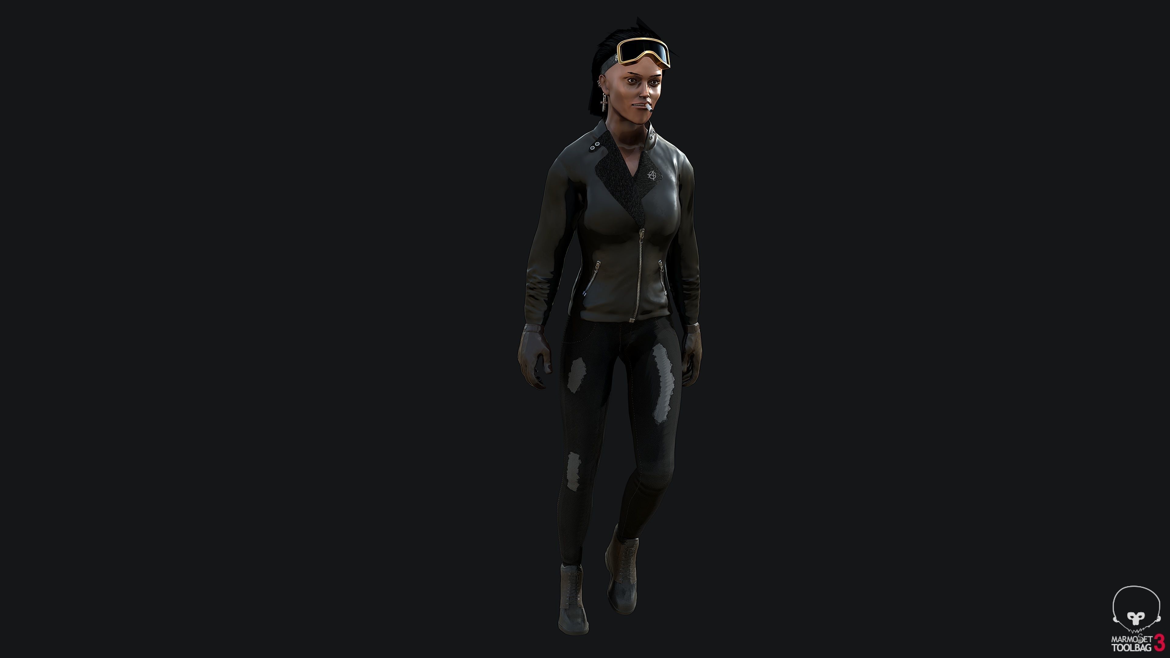 Biker Girl PBR Game-ready  Low-poly 3D model_5