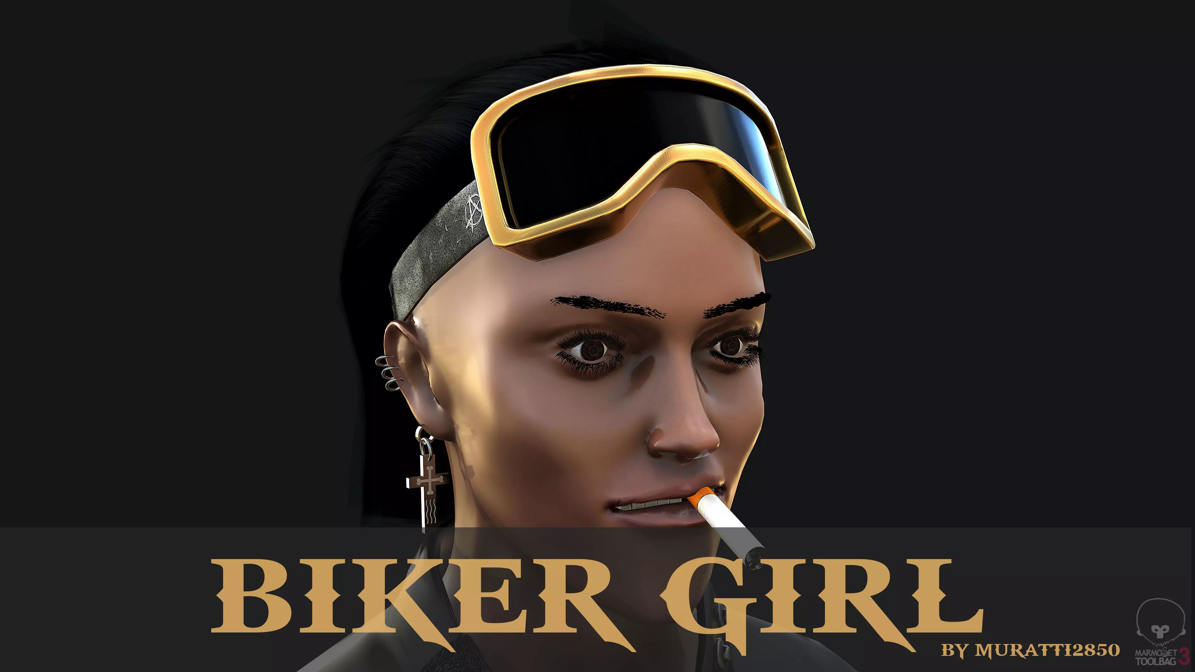 Biker Girl PBR Game-ready  Low-poly 3D model_0