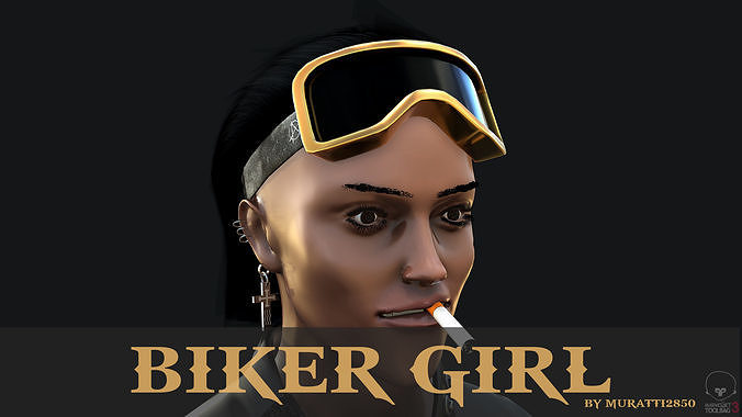 Biker Girl PBR Game-ready  Low-poly 3D model