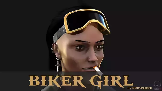 Biker Girl PBR Game-ready  Low-poly 3D model
