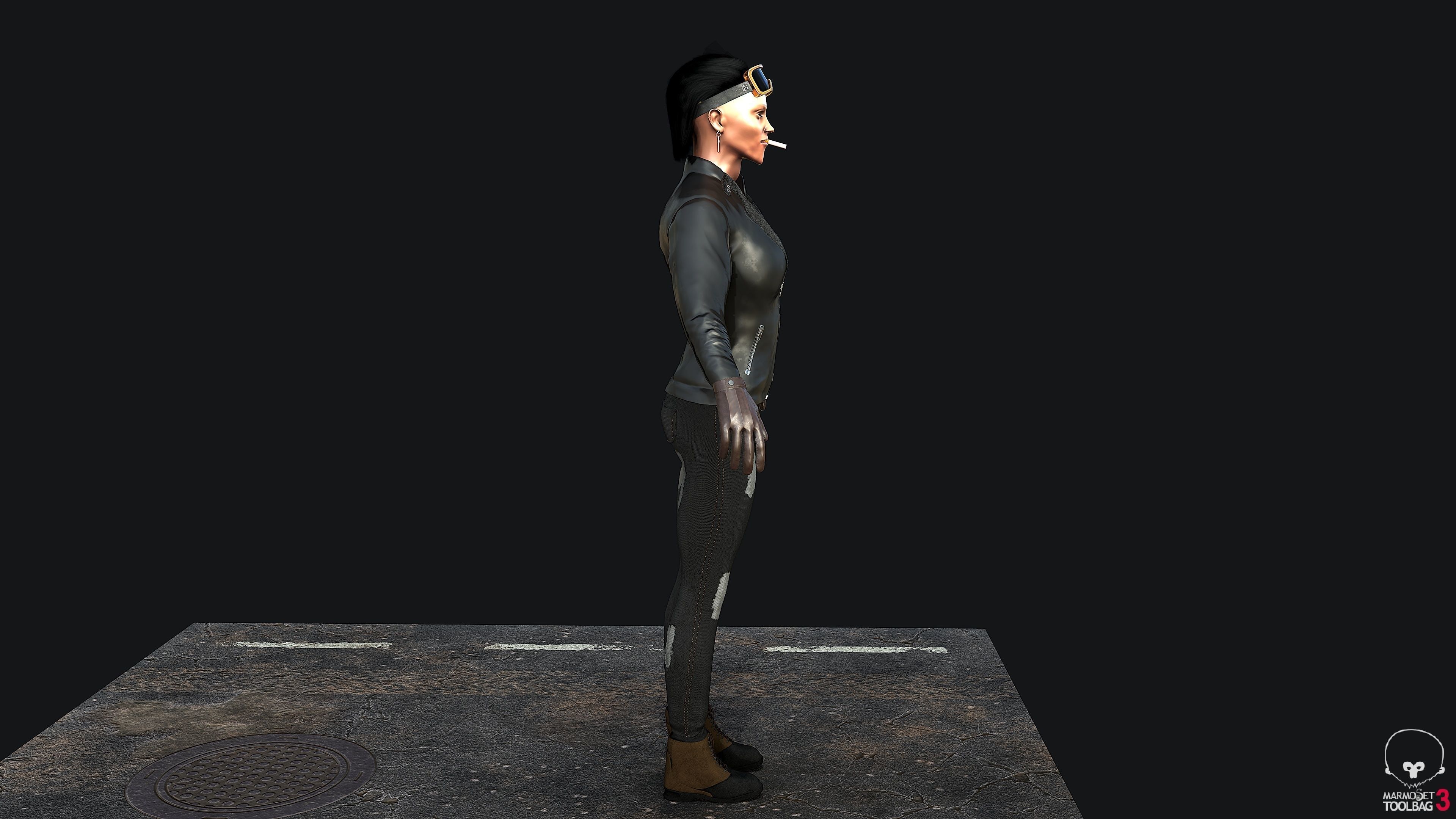 Biker Girl PBR Game-ready  Low-poly 3D model_9