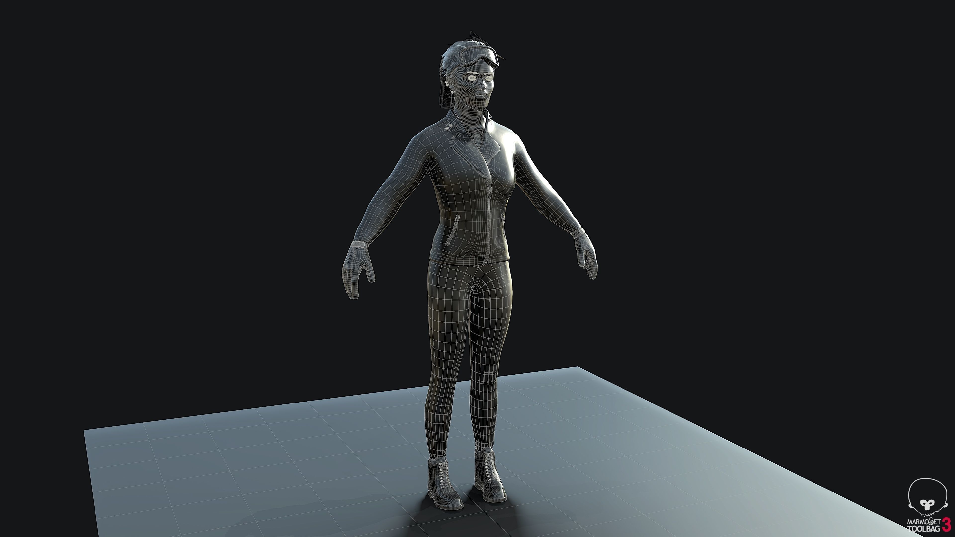 Biker Girl PBR Game-ready  Low-poly 3D model_8