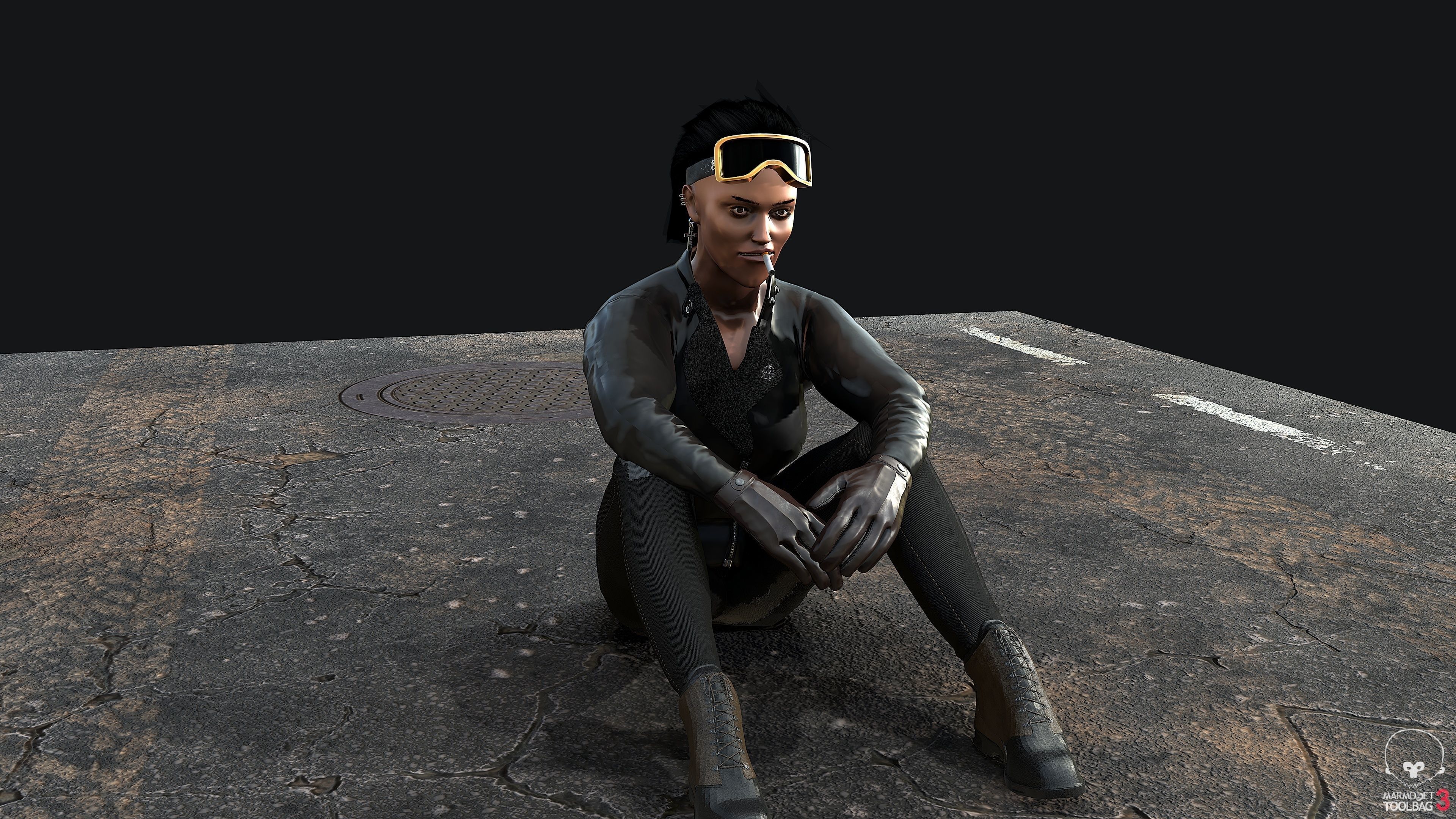 Biker Girl PBR Game-ready  Low-poly 3D model_6