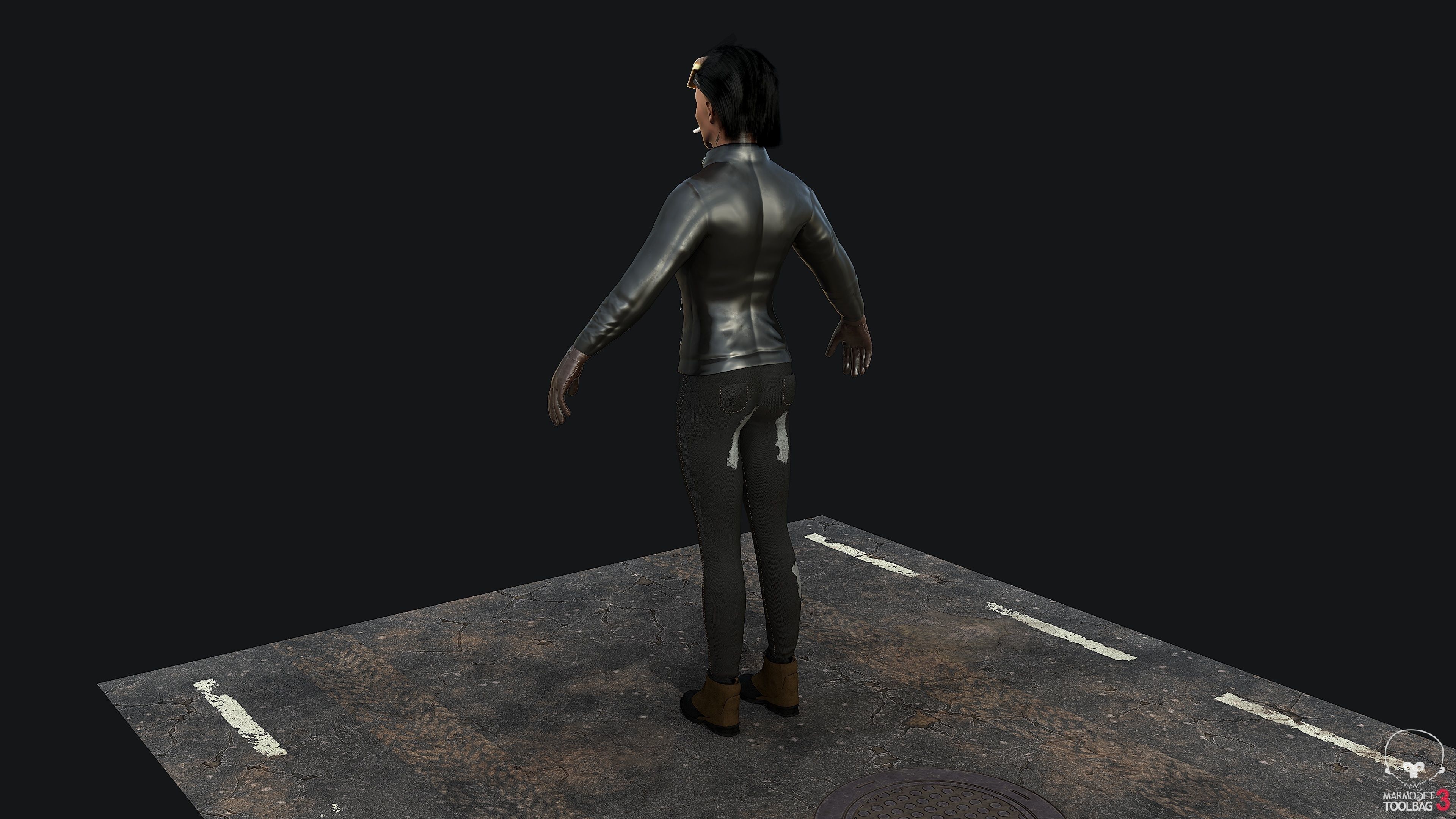 Biker Girl PBR Game-ready  Low-poly 3D model_10