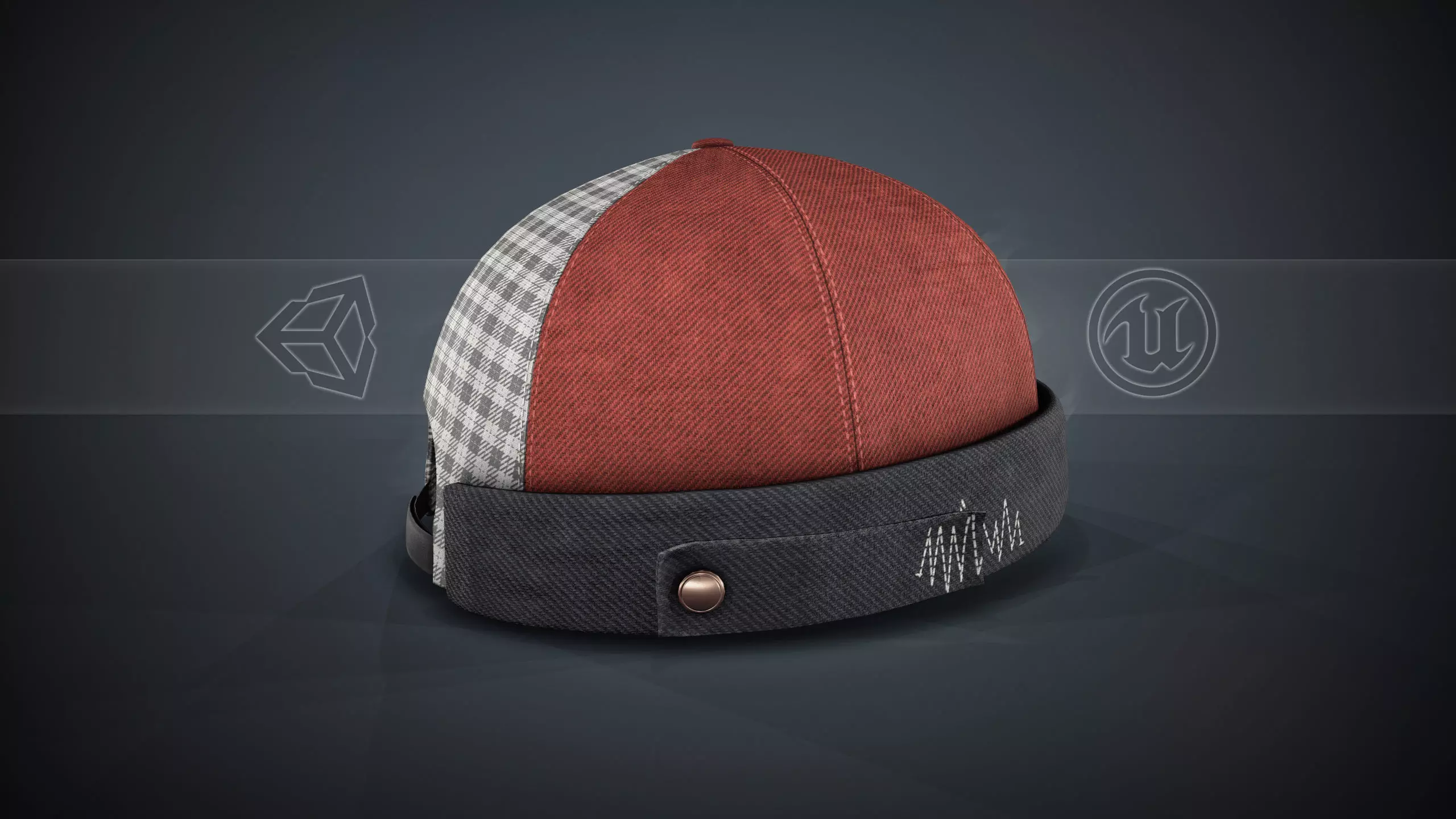 Red Jeans Brimless Cap Low-poly 3D model