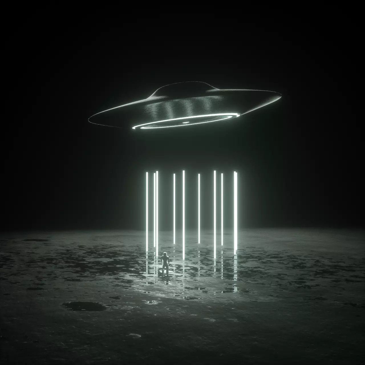 Spaceship Ufo Scene Astronaut 3D model_0