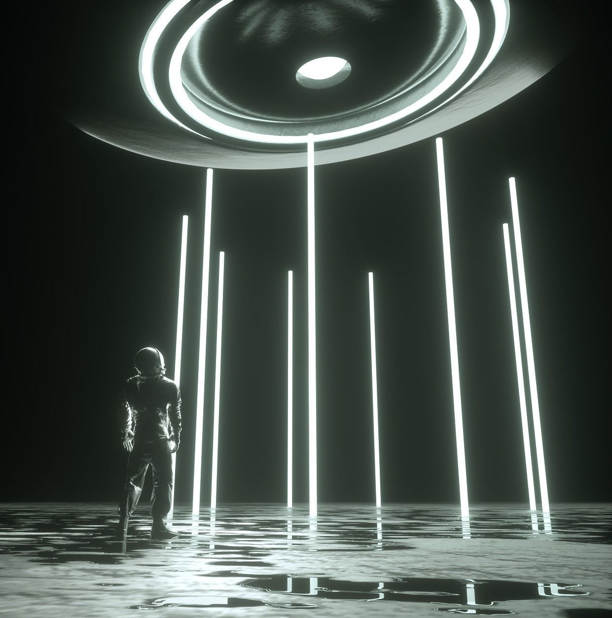 Spaceship Ufo Scene Astronaut 3D model_1