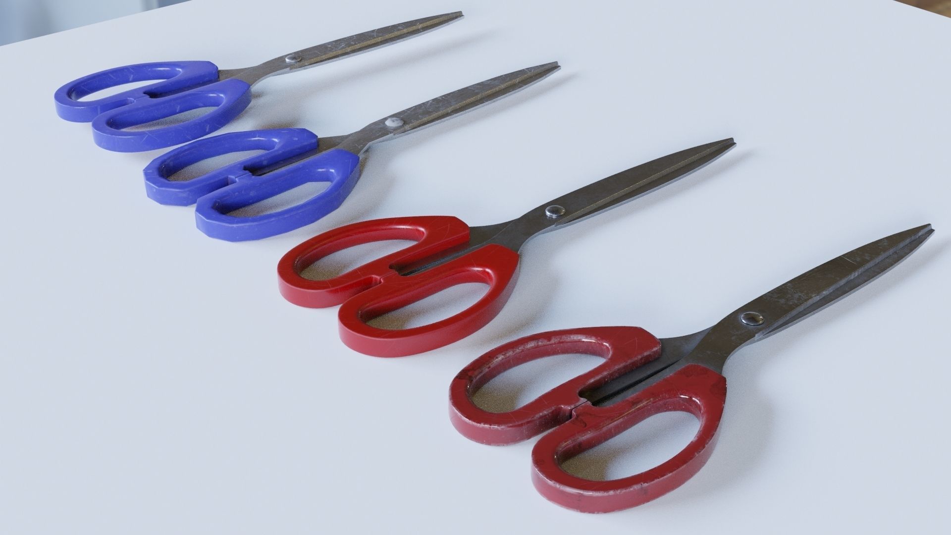 Scissors pair of on table Free 3D model_1