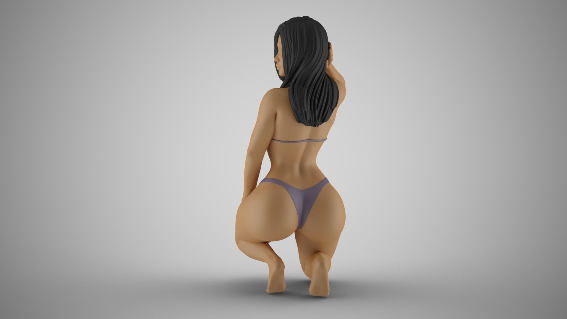 Woman Kneeling on the Beach 2 3D print model_9