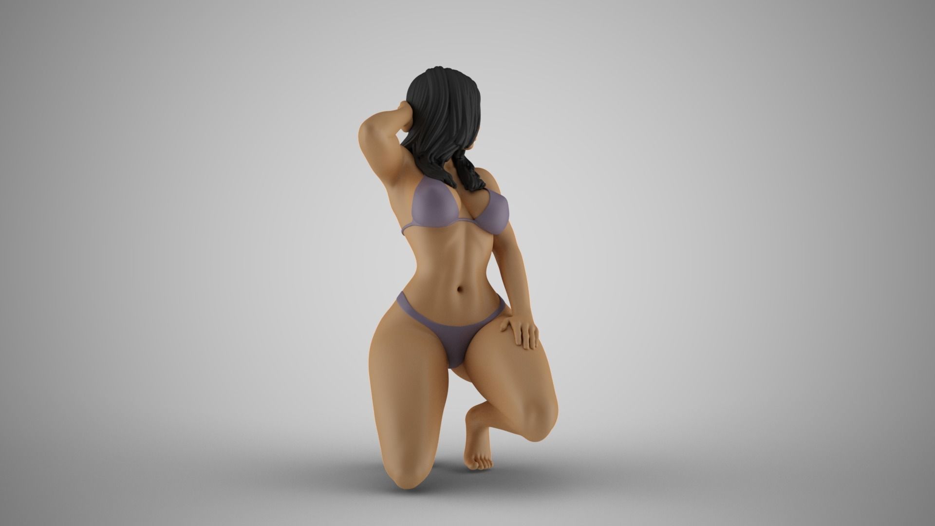 Woman Kneeling on the Beach 2 3D print model_5