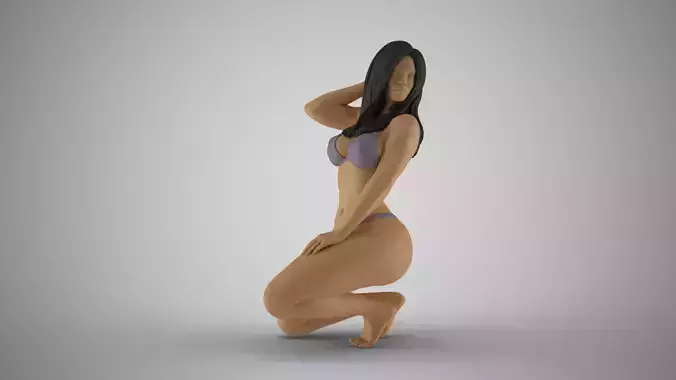 Woman Kneeling on the Beach 2 3D print model