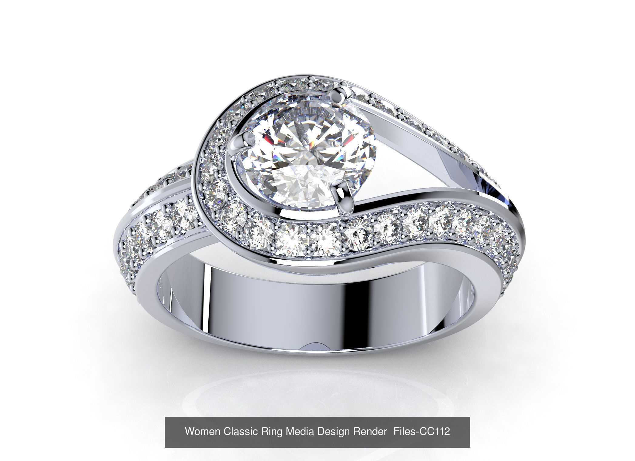 CC112- Women Classic Ring  Design With All Files 3D Model Collection_3