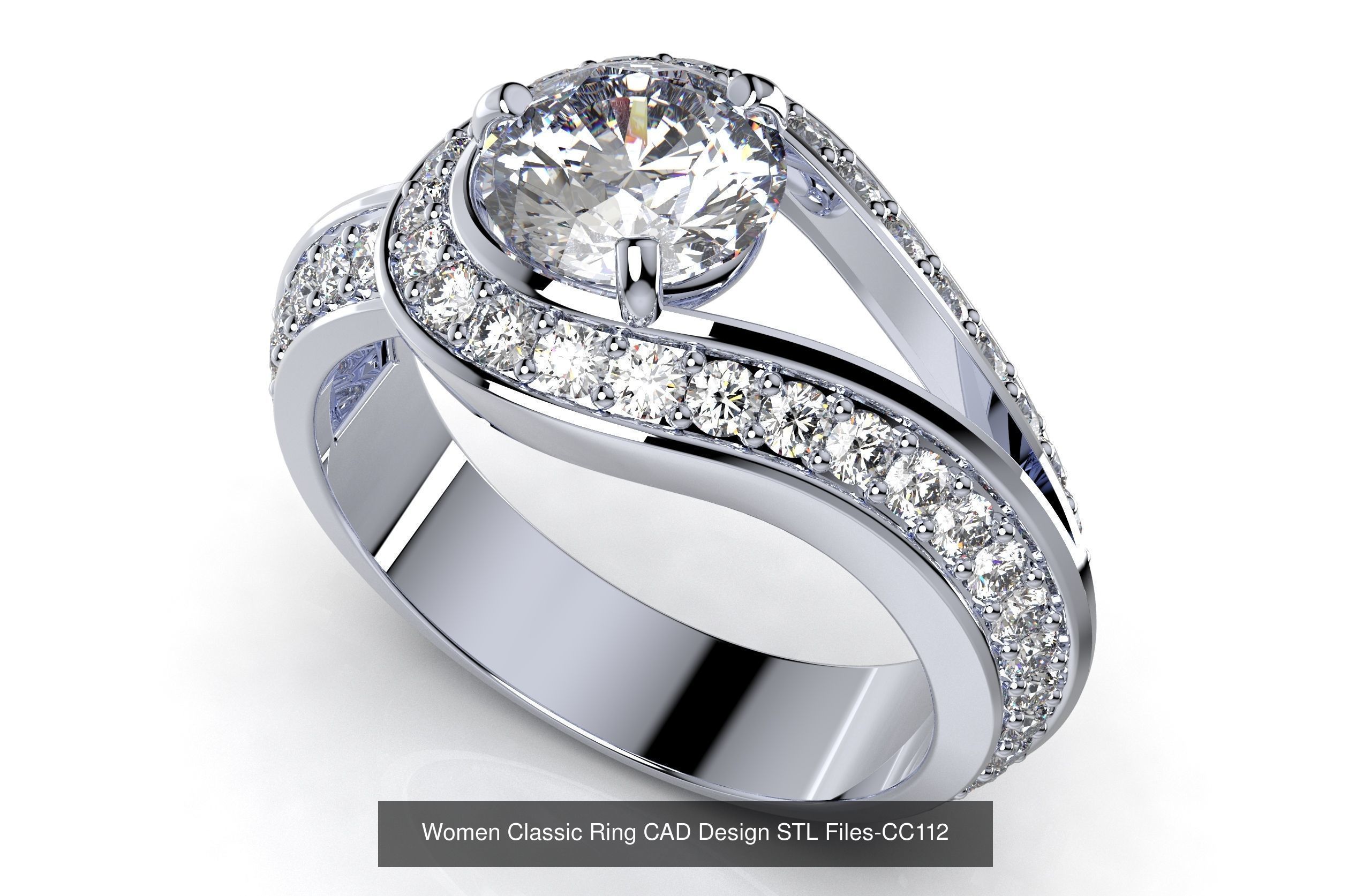 CC112- Women Classic Ring  Design With All Files 3D Model Collection_2
