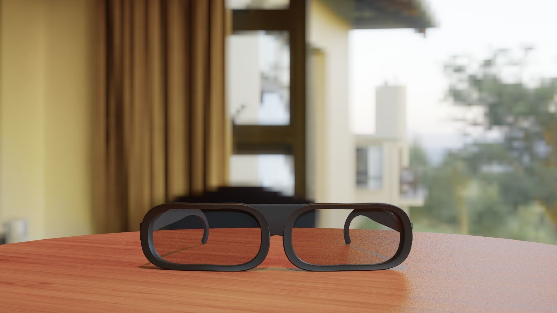 glasses pair of on table 3D model_1