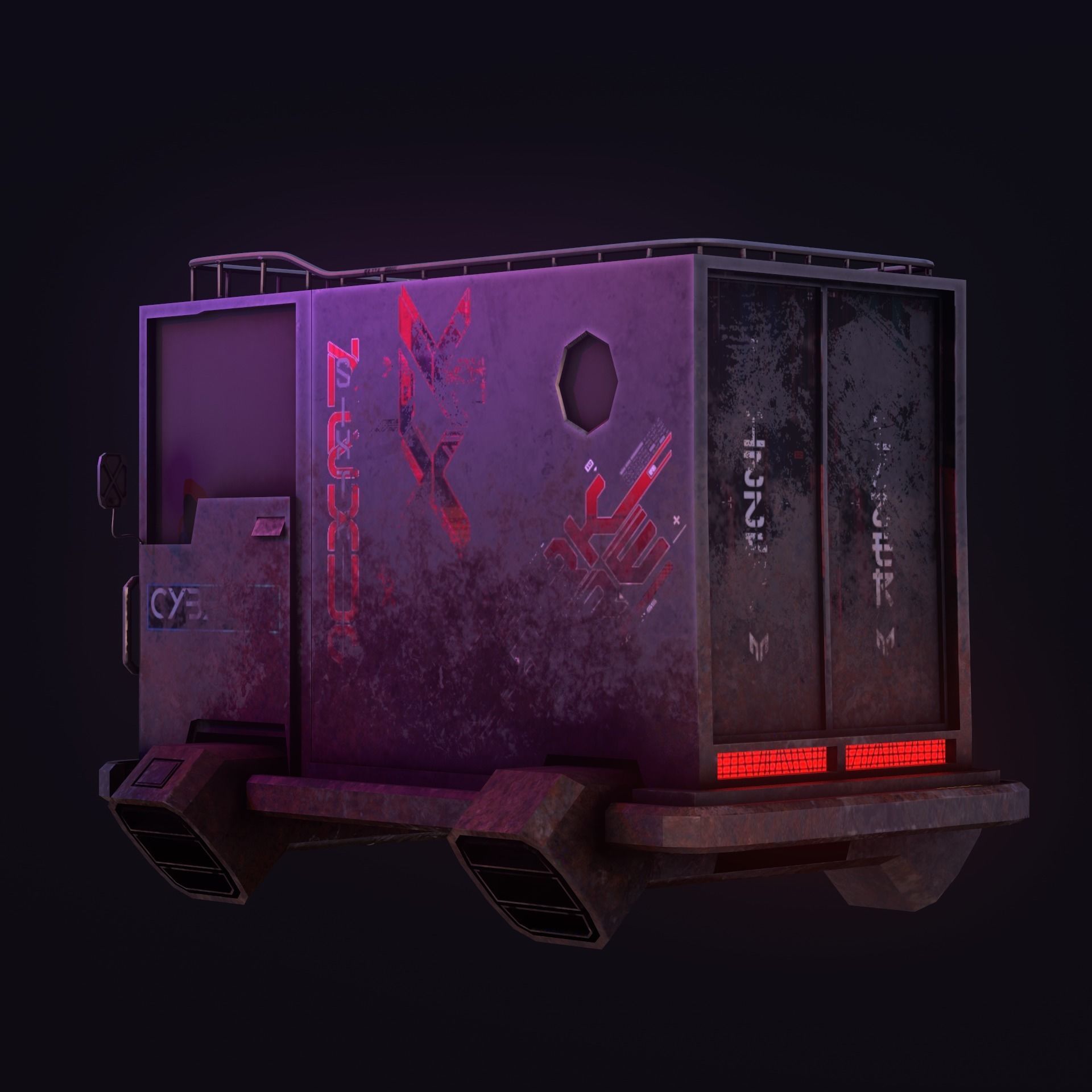 Sci-Fi Caravan Low-poly 3D model_6