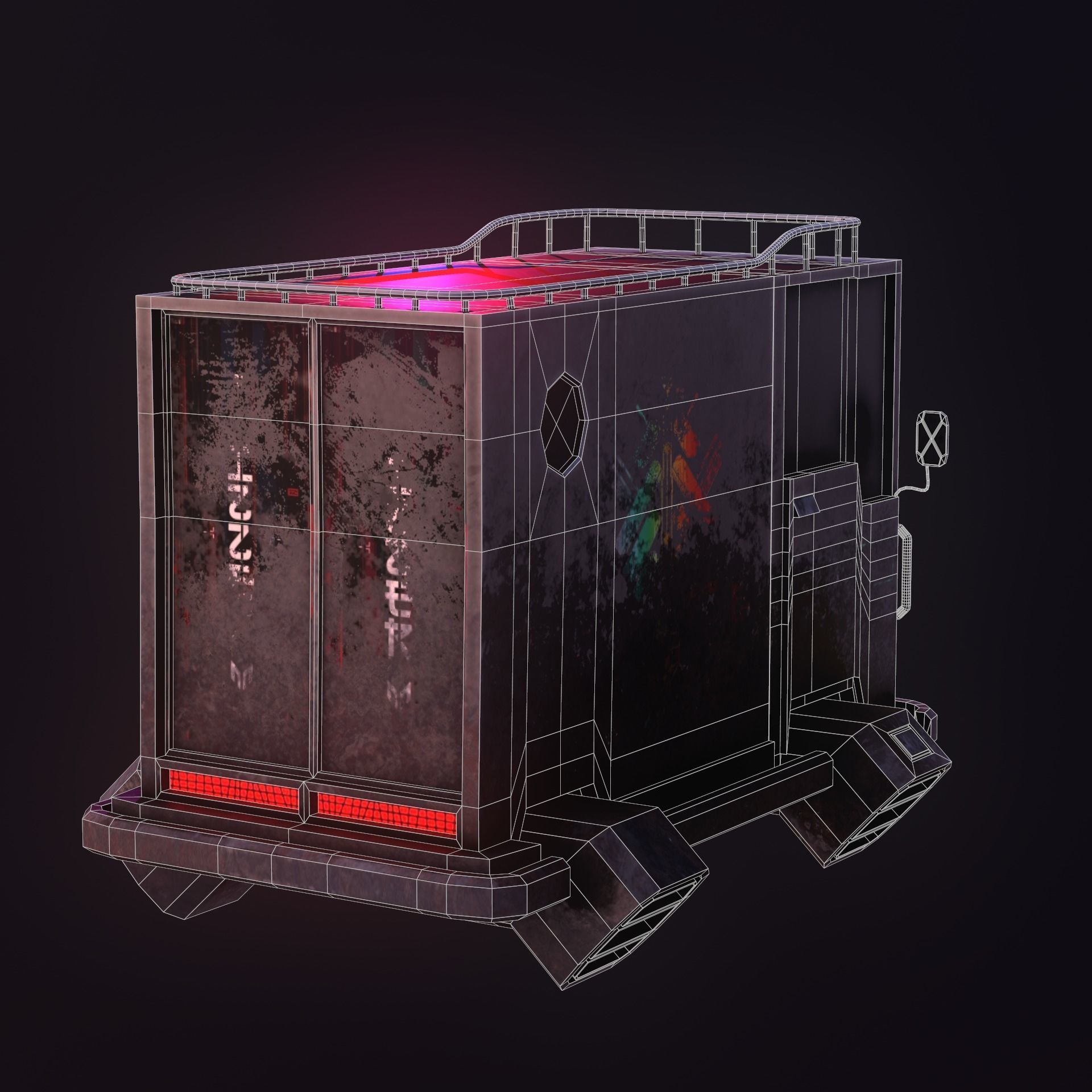 Sci-Fi Caravan Low-poly 3D model_11