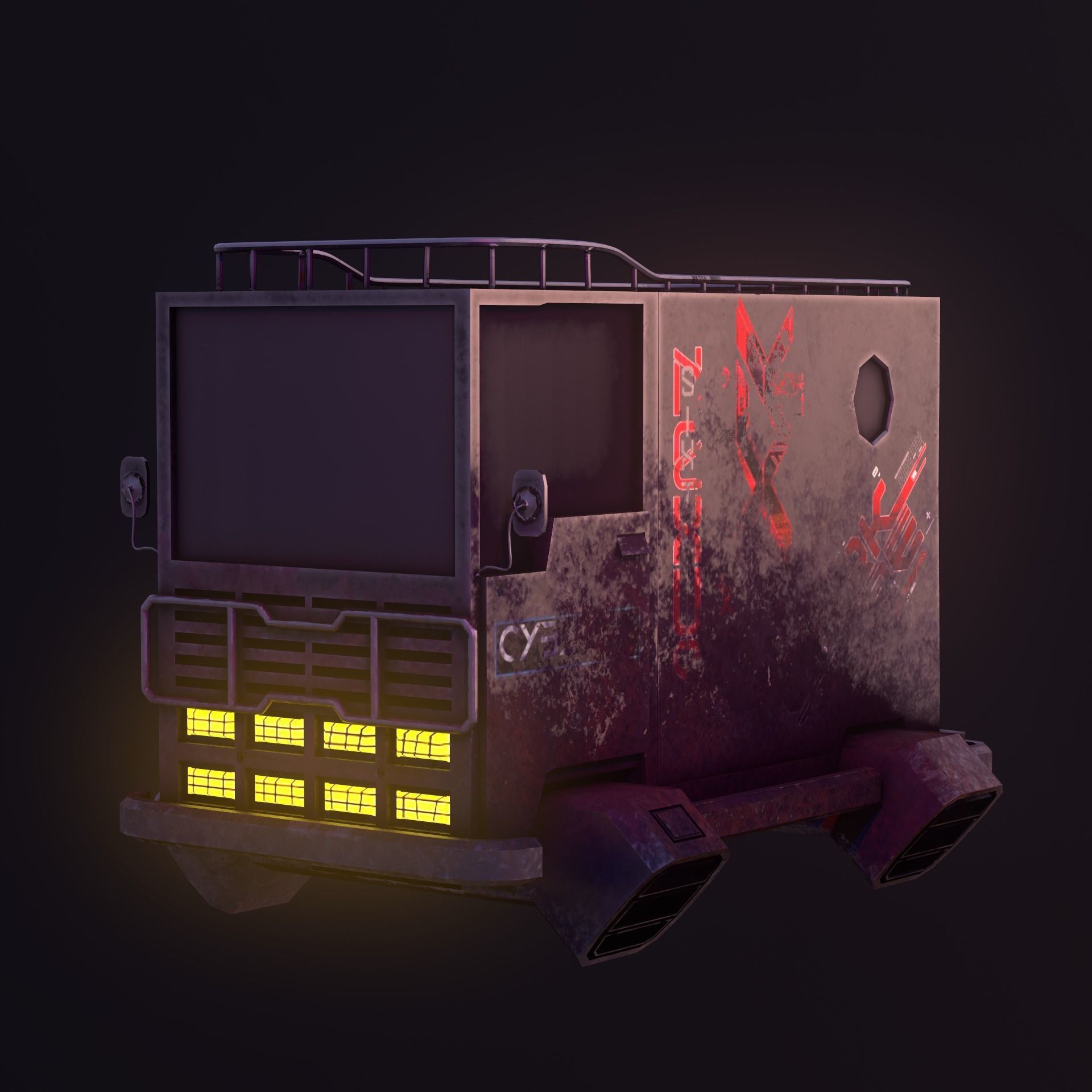 Sci-Fi Caravan Low-poly 3D model_5