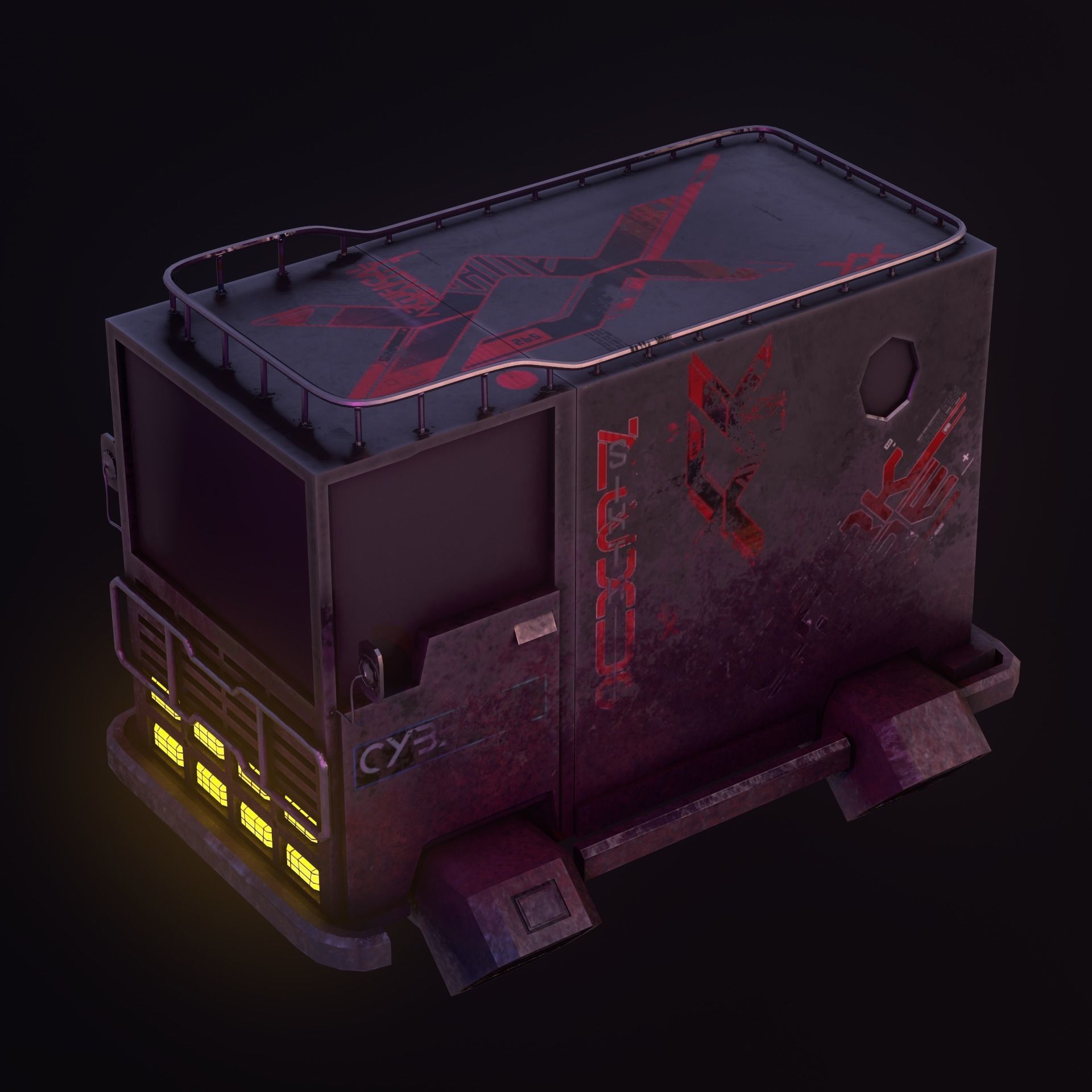 Sci-Fi Caravan Low-poly 3D model_9