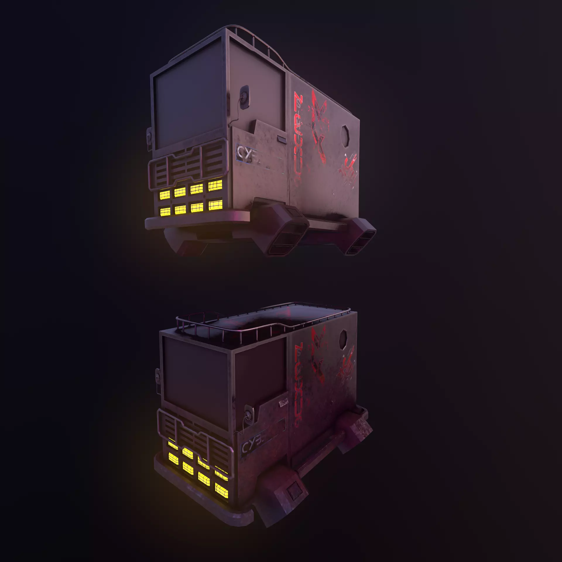 Sci-Fi Caravan Low-poly 3D model_0