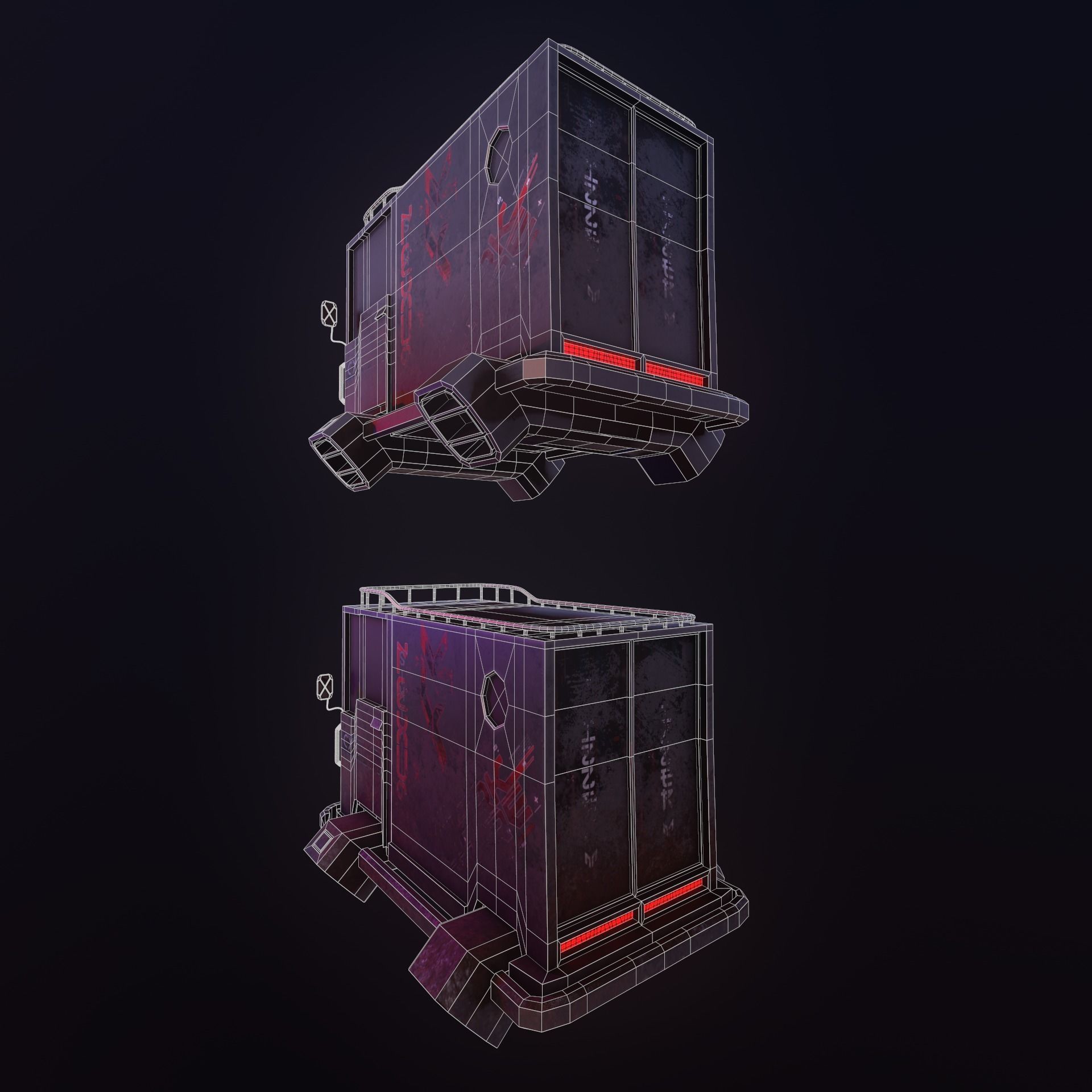 Sci-Fi Caravan Low-poly 3D model_4