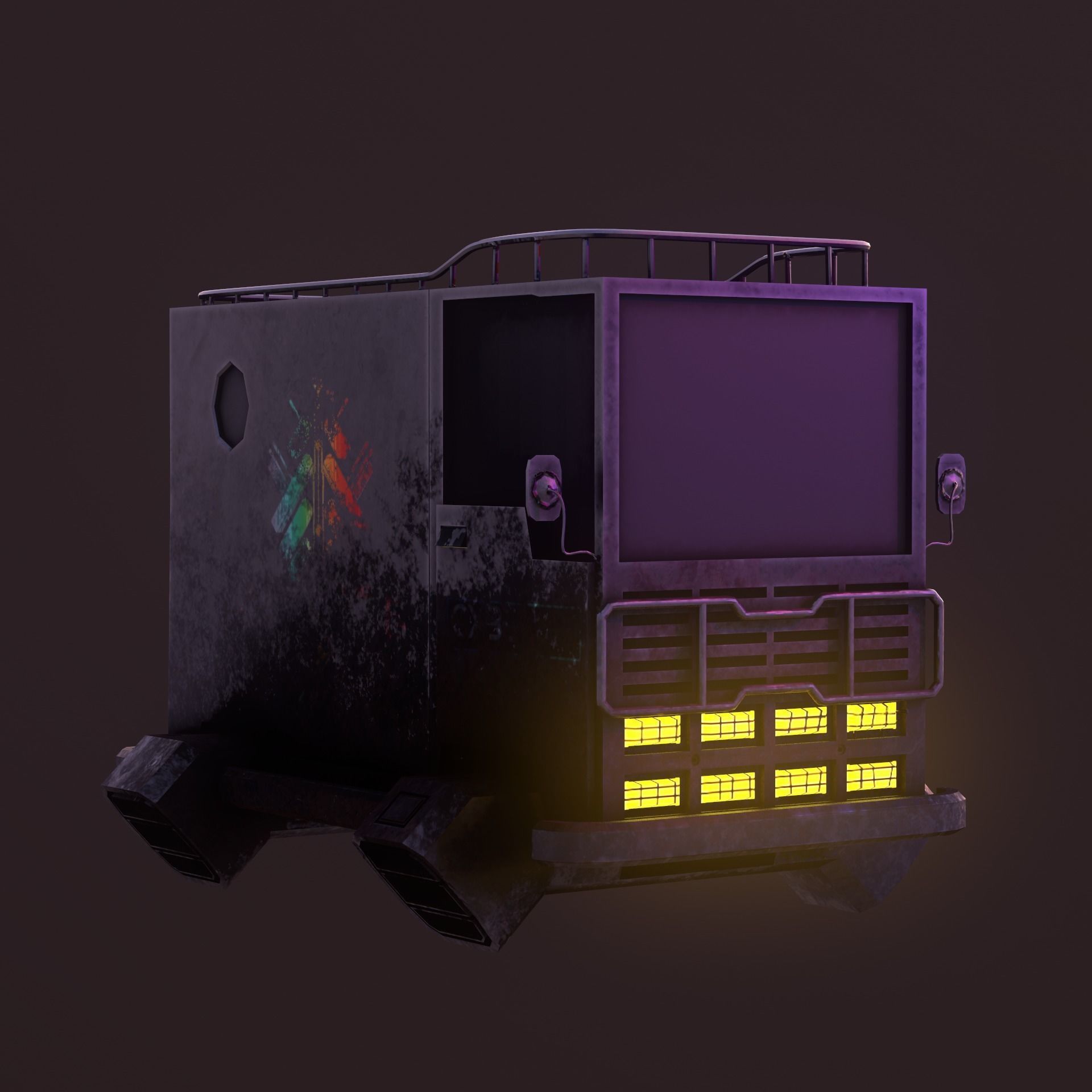 Sci-Fi Caravan Low-poly 3D model_8