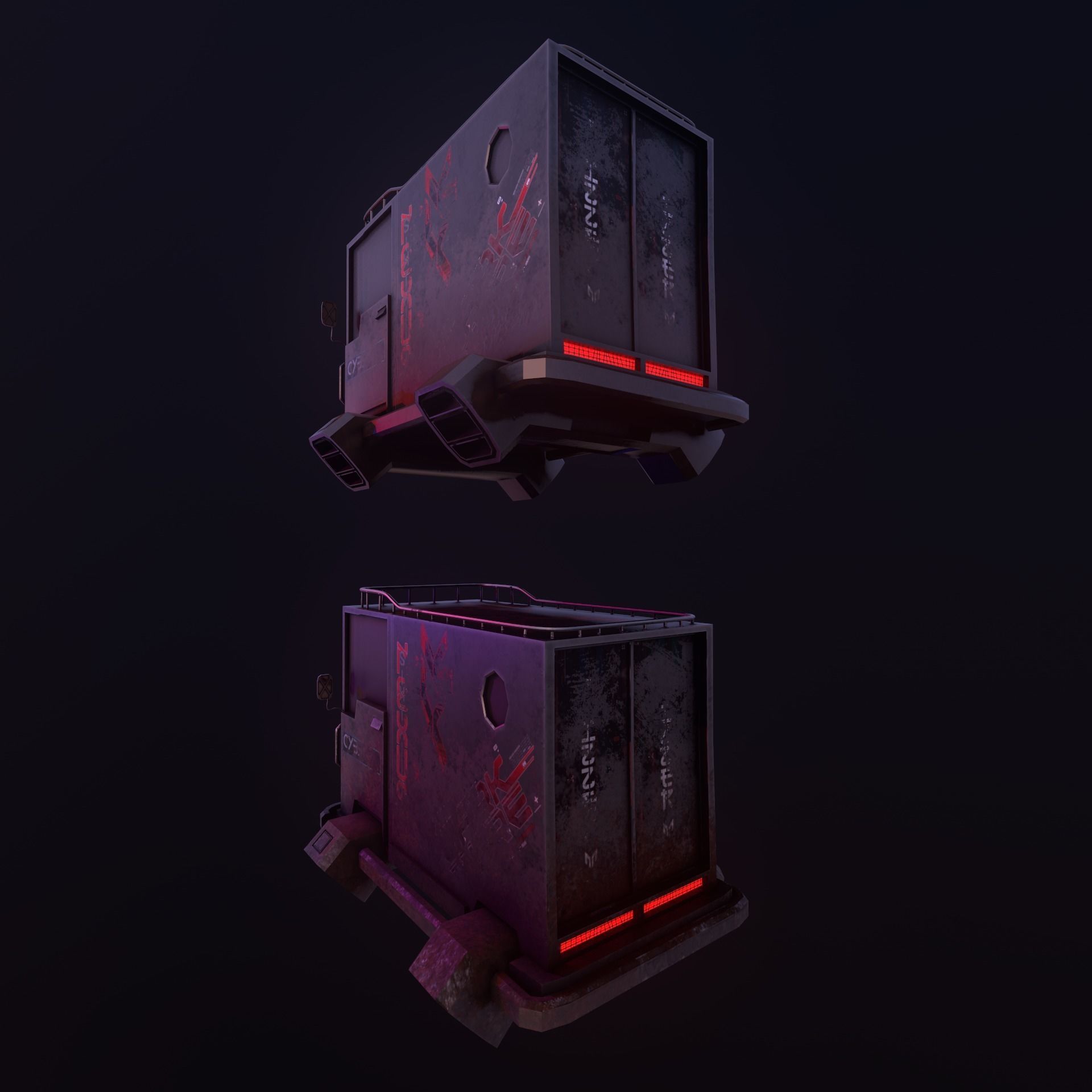 Sci-Fi Caravan Low-poly 3D model_3