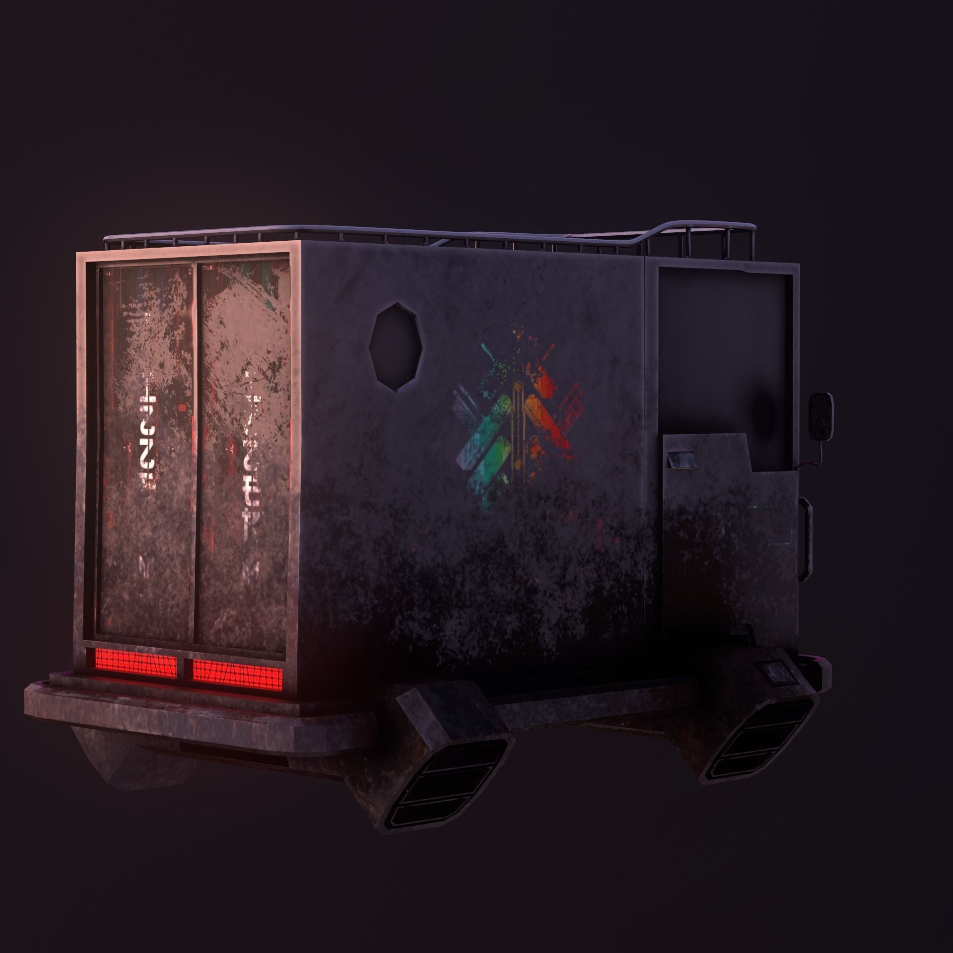 Sci-Fi Caravan Low-poly 3D model_7