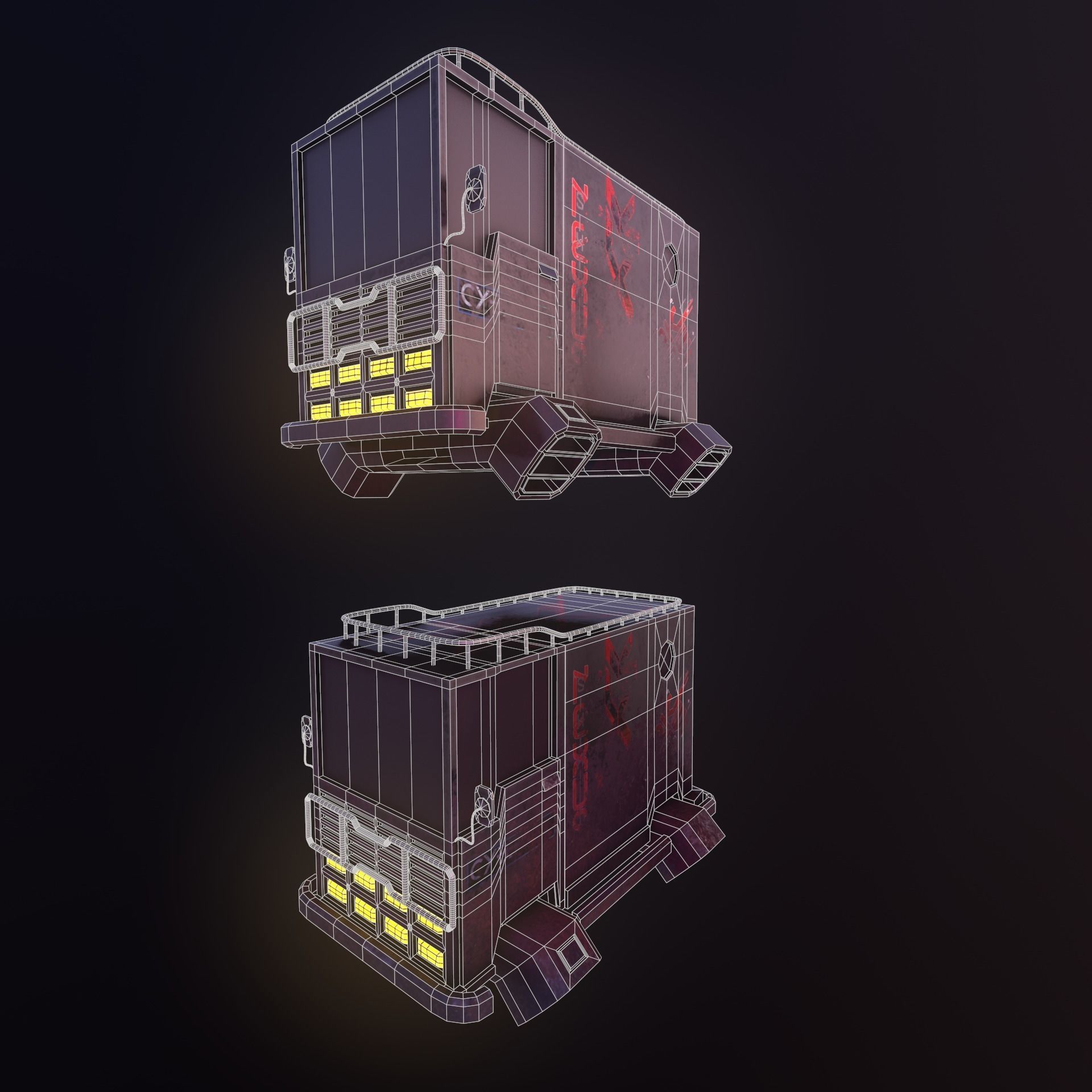 Sci-Fi Caravan Low-poly 3D model_2