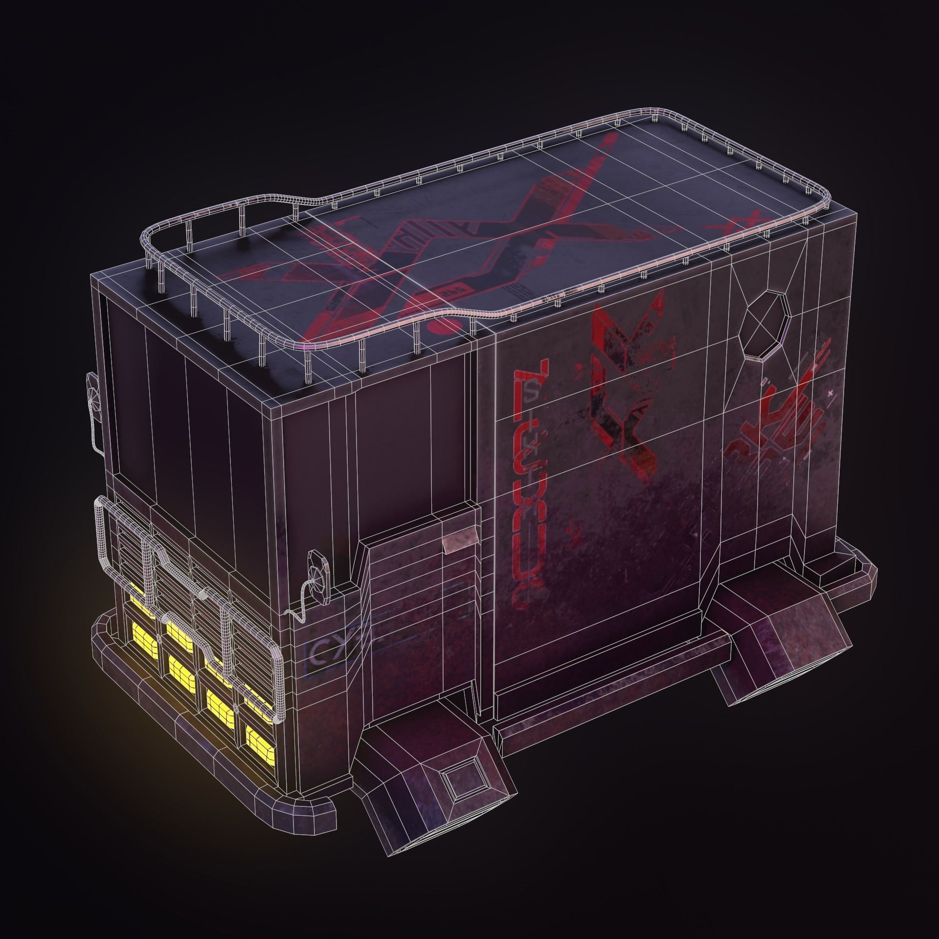 Sci-Fi Caravan Low-poly 3D model_10