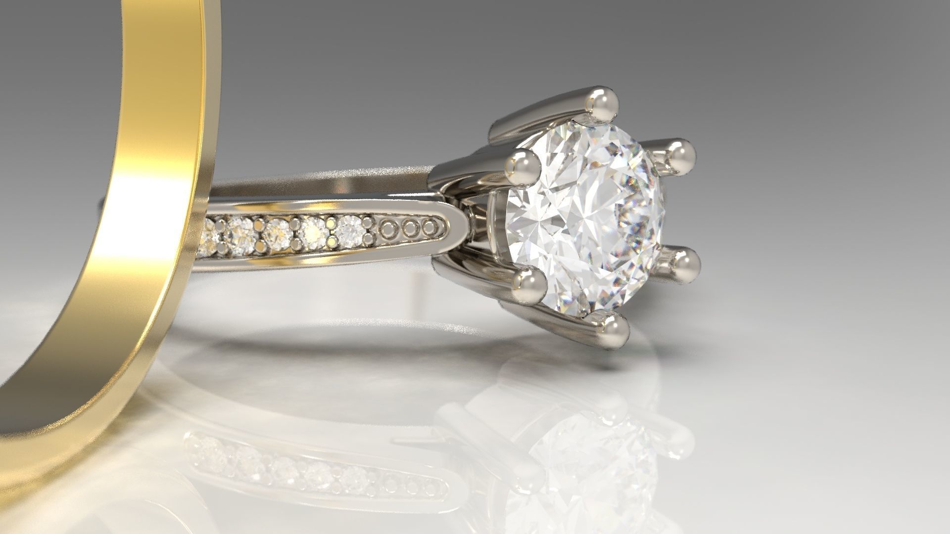 Engagement diamond ring for 3D print 3D print model_3