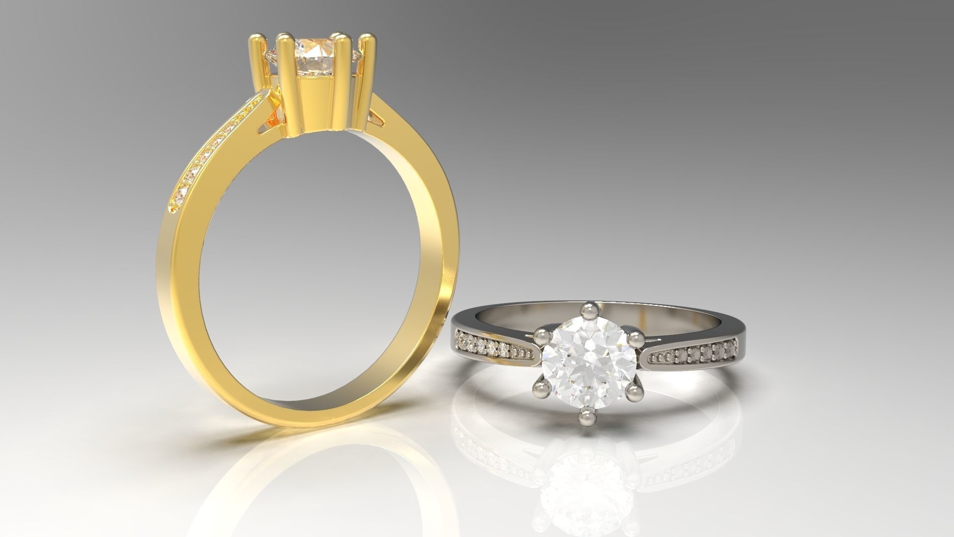 Engagement diamond ring for 3D print 3D print model_1