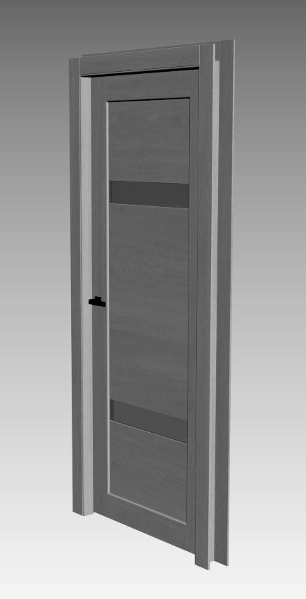 Interior door in gray oak with gray glass inserts 3D model_5