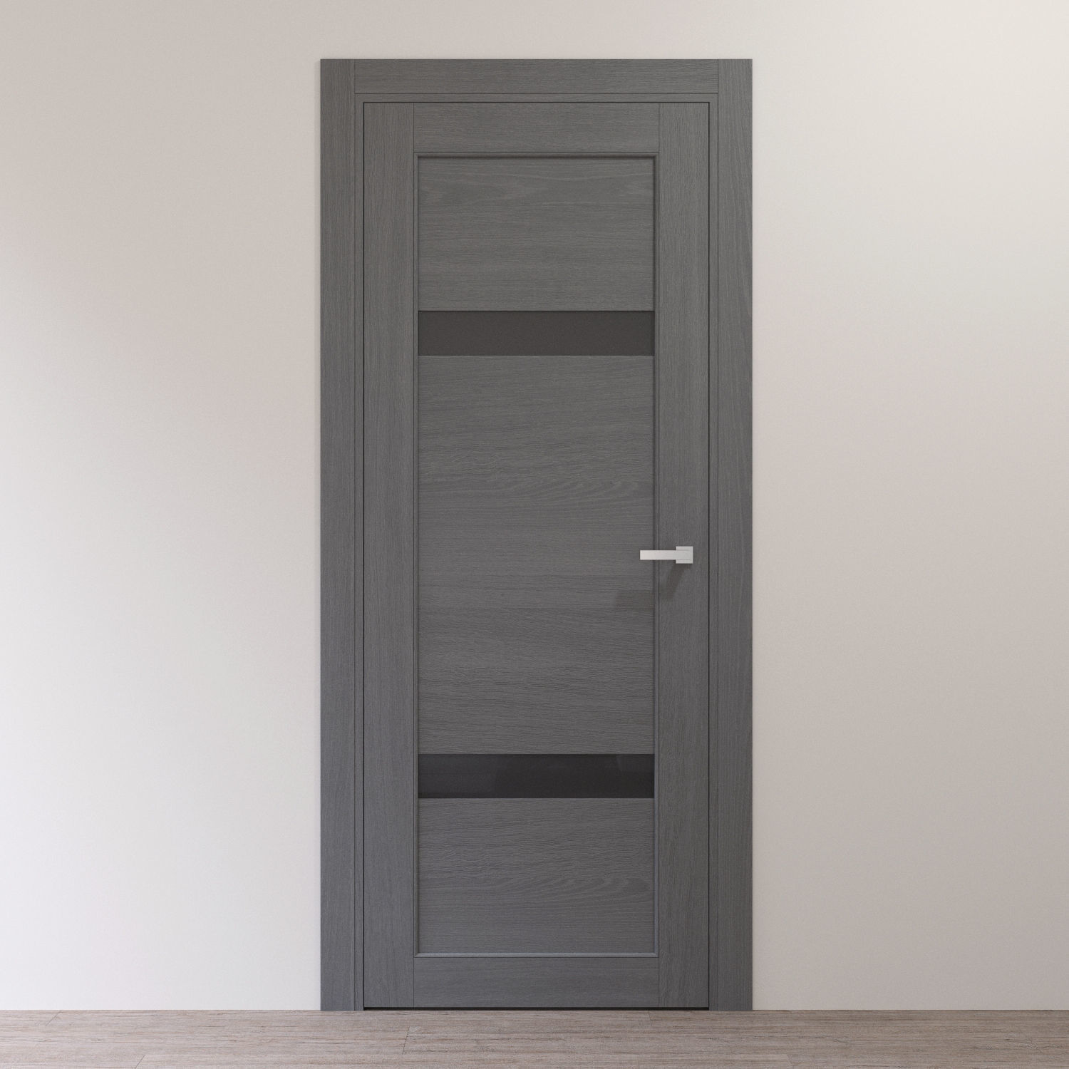 Interior door in gray oak with gray glass inserts 3D model_2