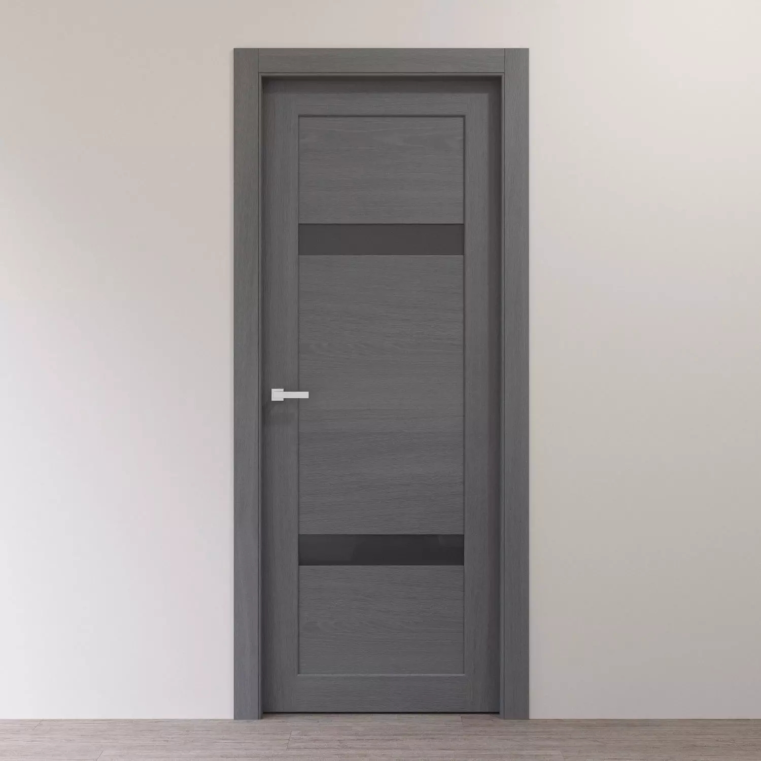 Interior door in gray oak with gray glass inserts 3D model_0