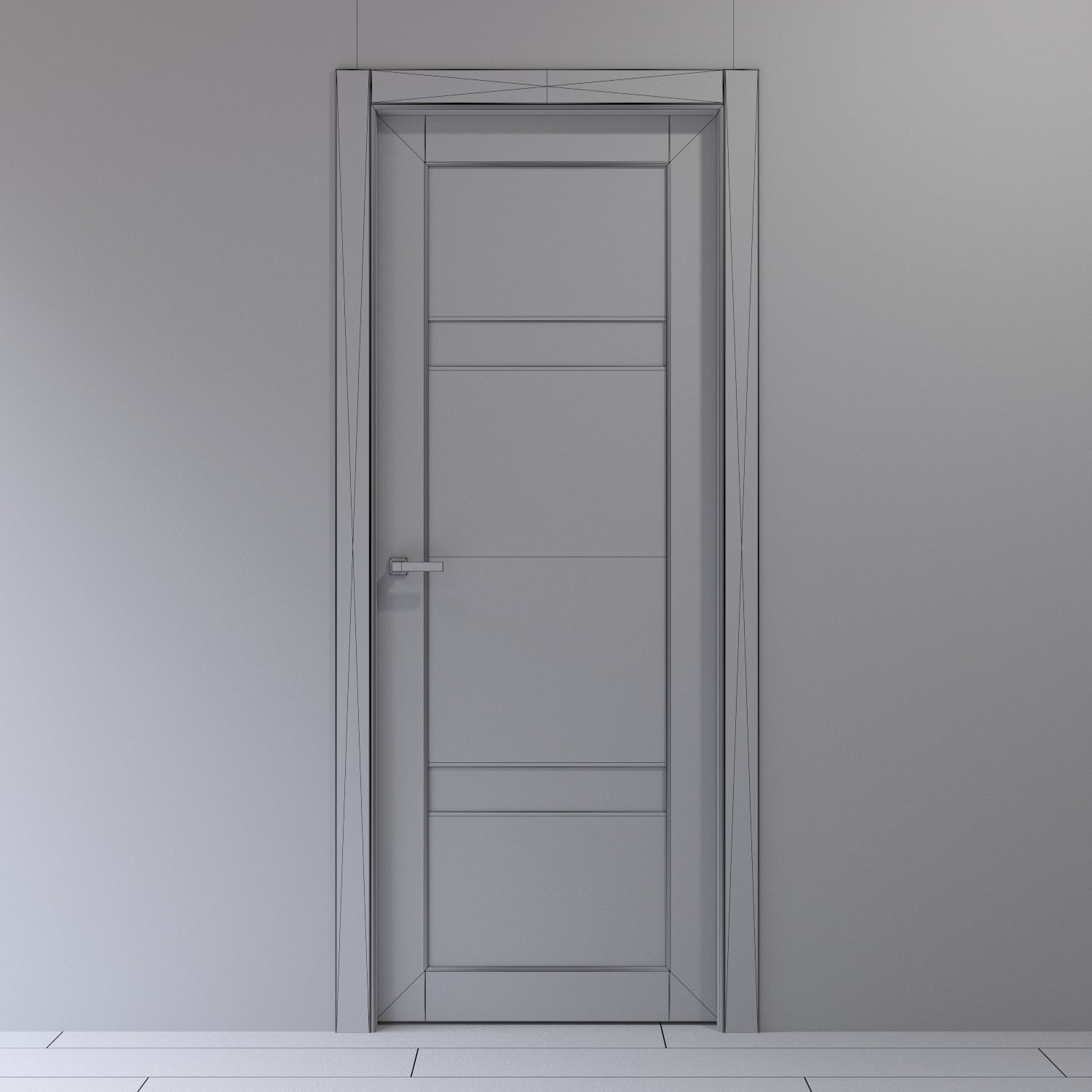 Interior door in gray oak with gray glass inserts 3D model_3